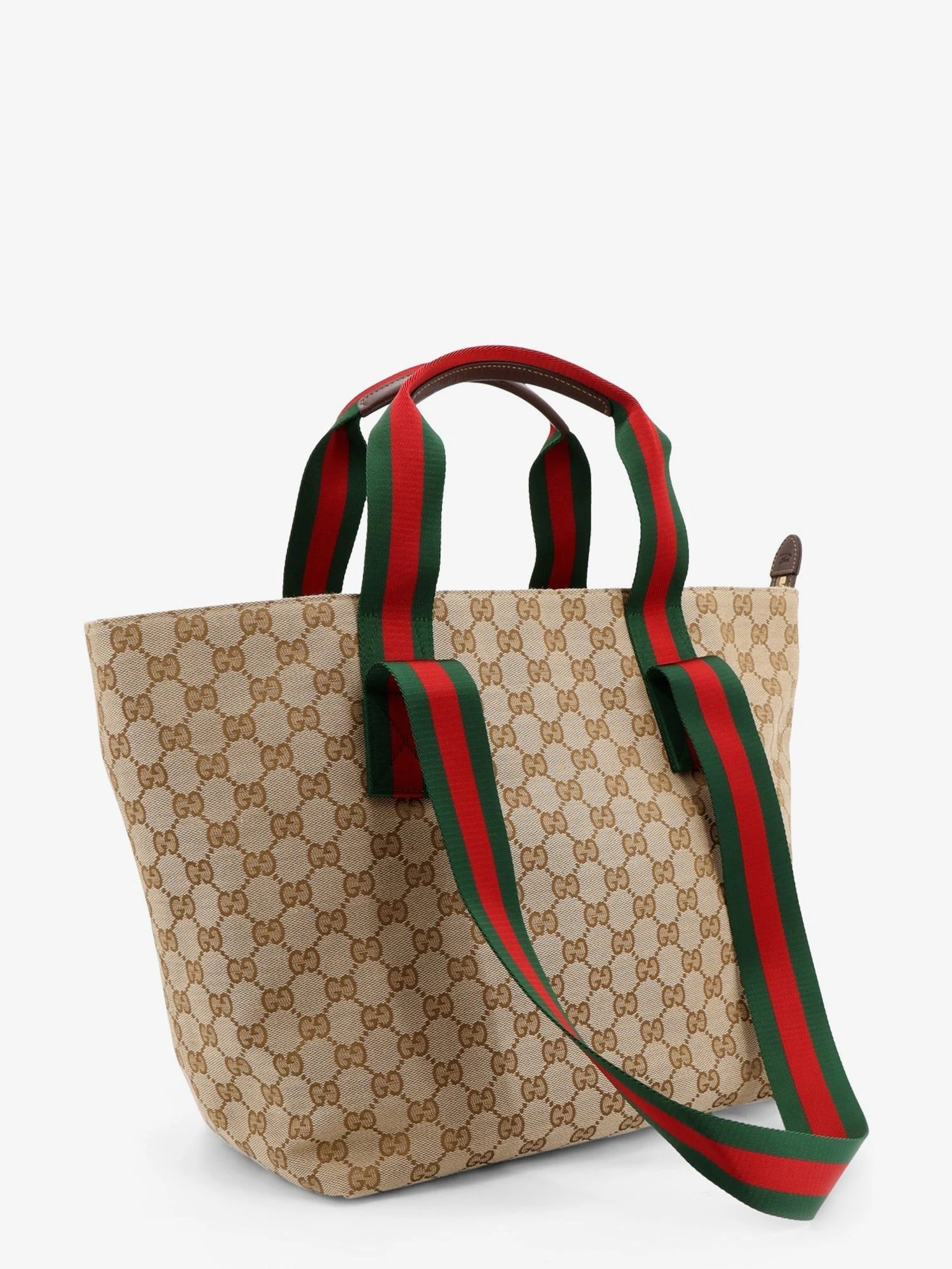 GG fabric shopping bag with Nastro Web handles.webp