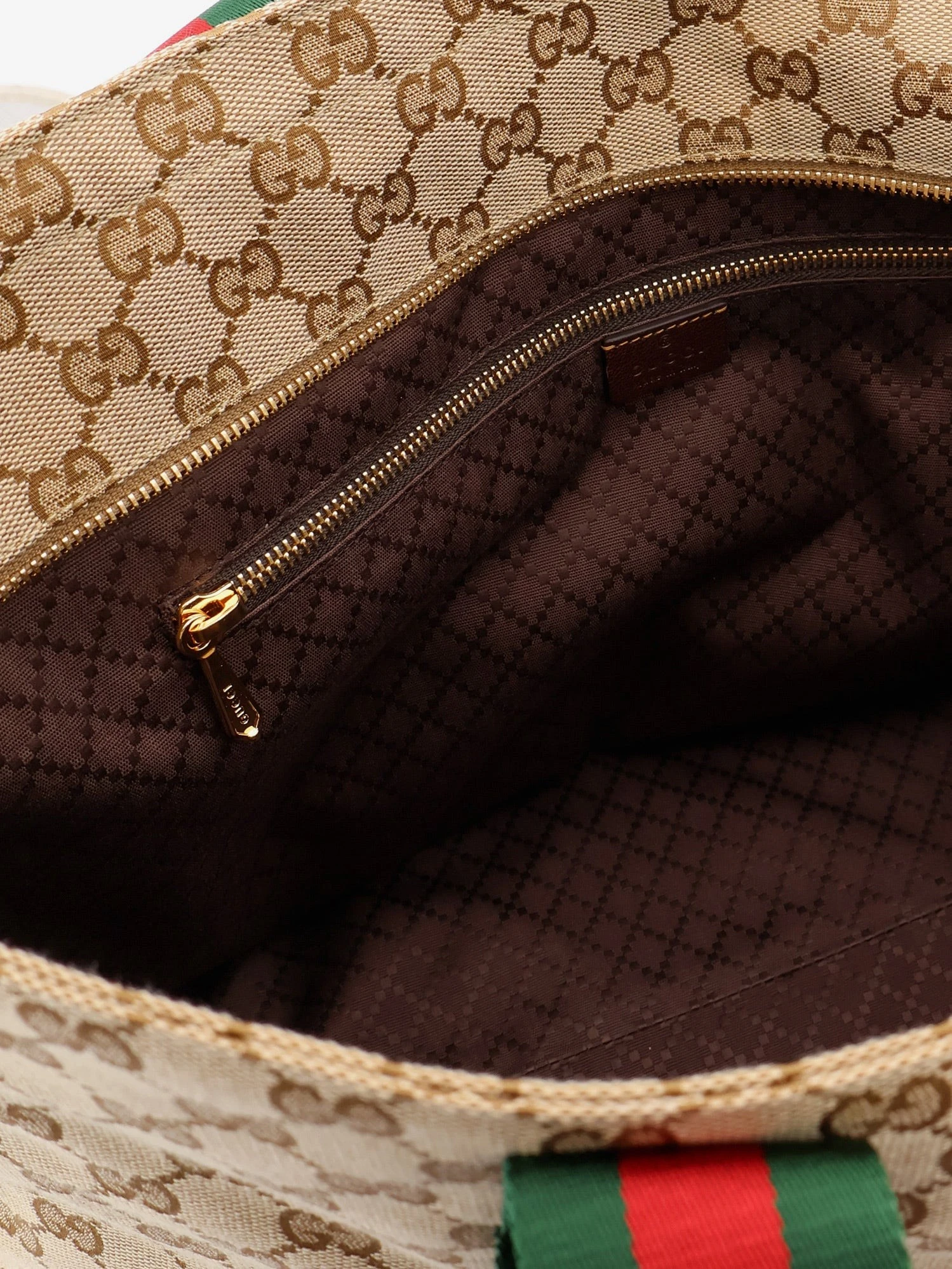 GG fabric shopping bag with Nastro Web handles.webp