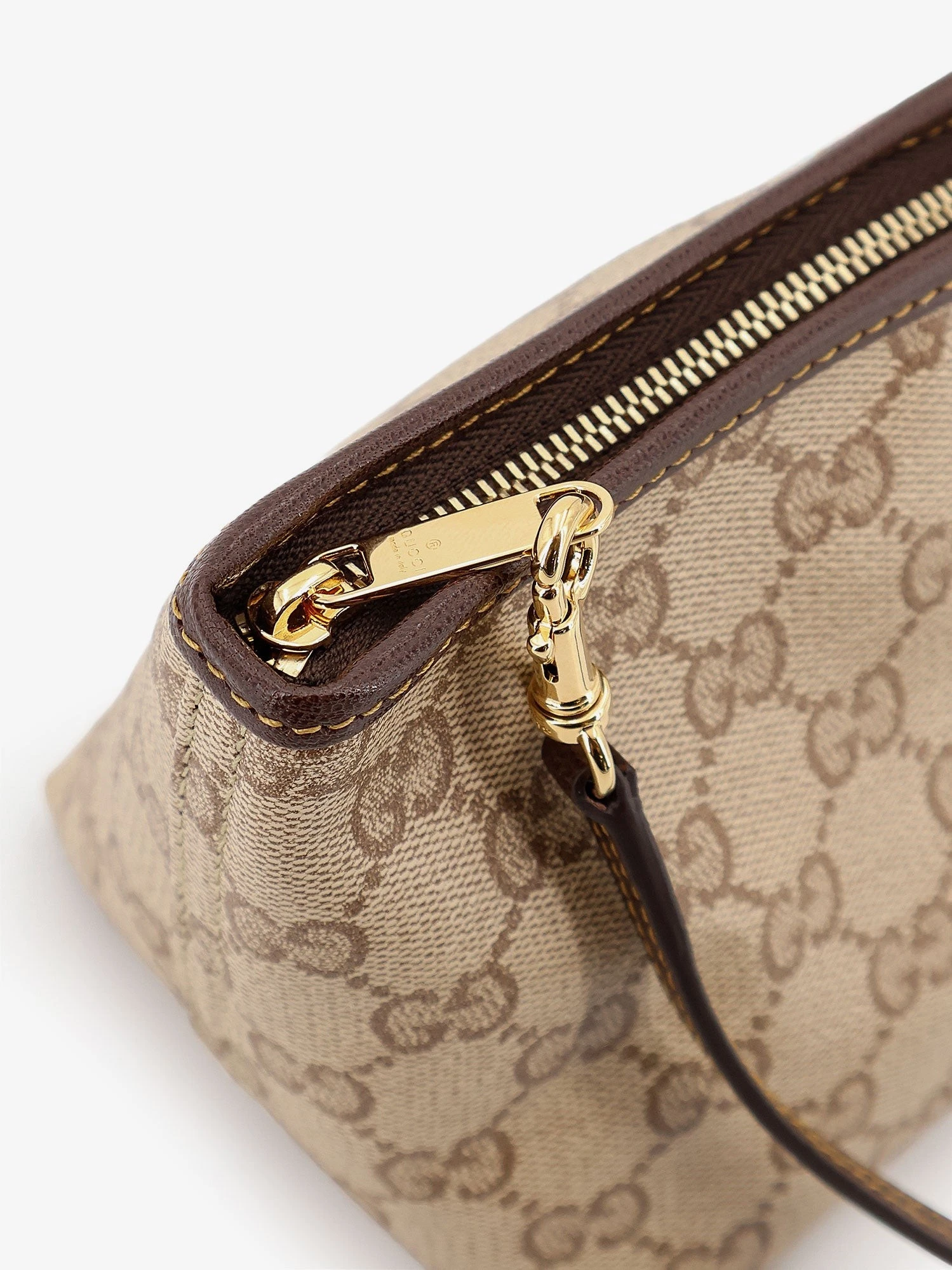 GG fabric clutch with Nastro Web on the front.webp