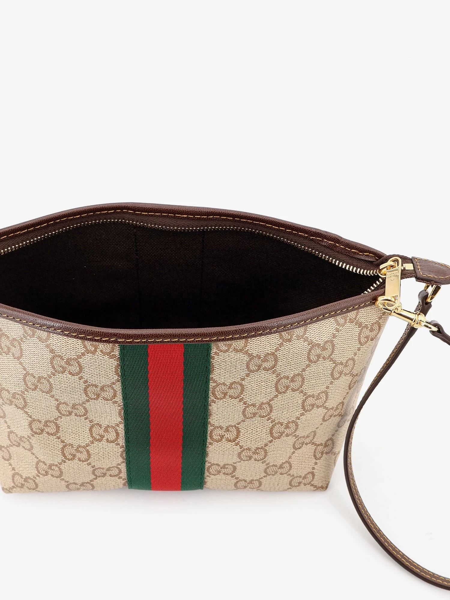 GG fabric clutch with Nastro Web on the front.webp