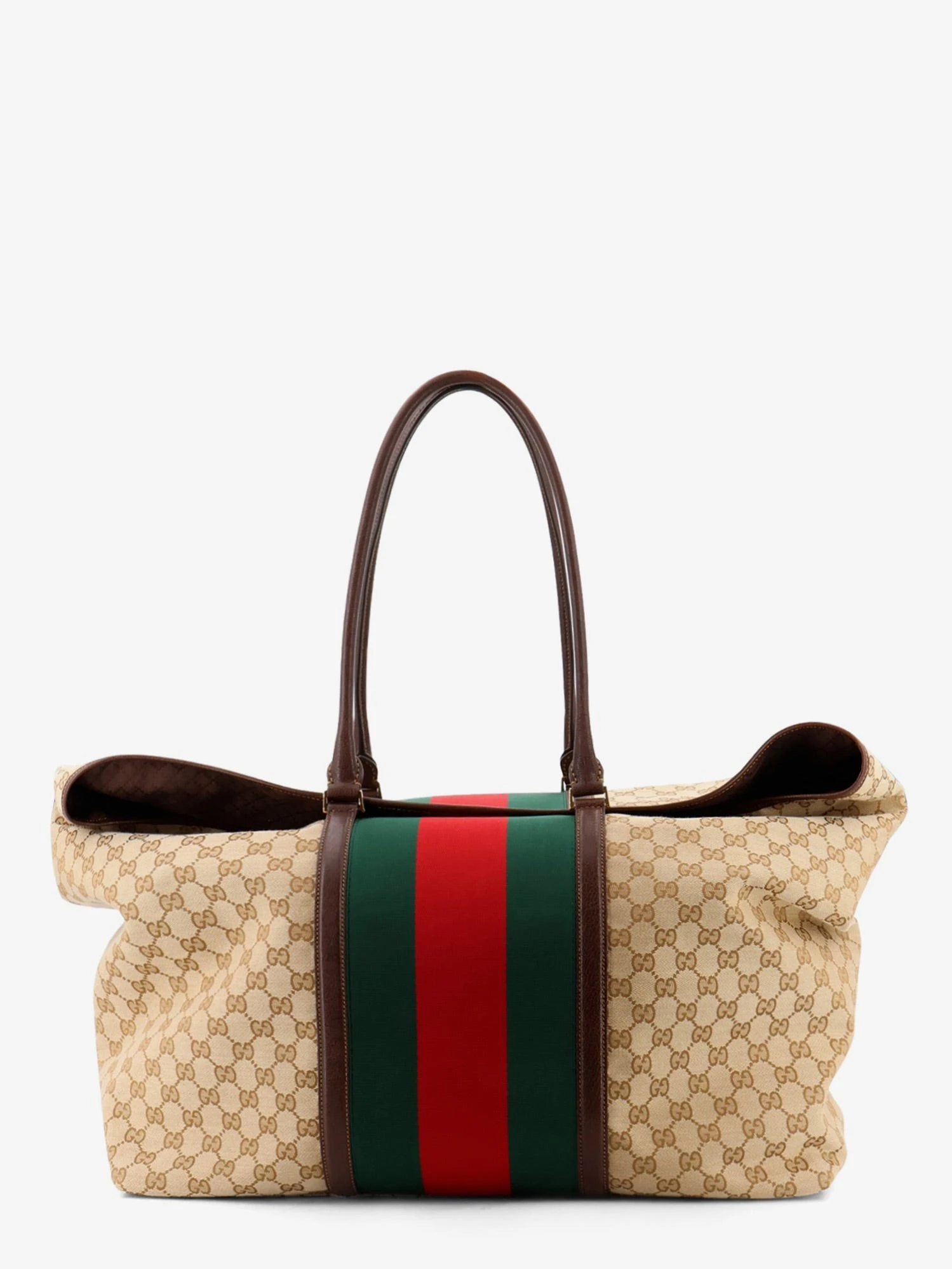 GG fabric travel bag with Web detail on the front.webp
