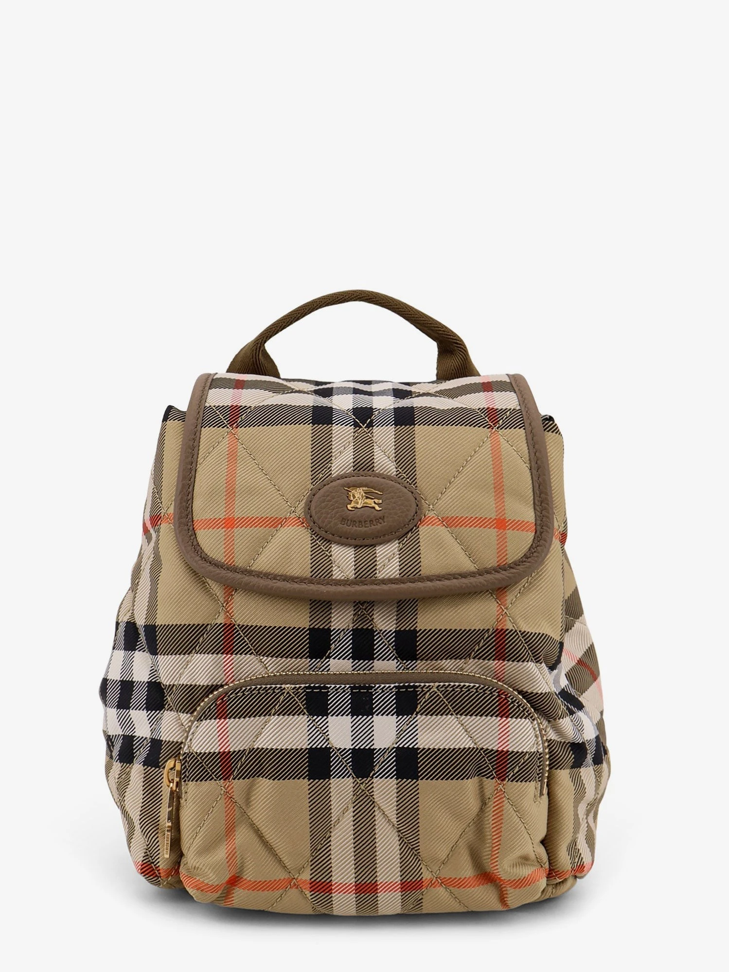 Horseshoe nylon backpack with check pattern