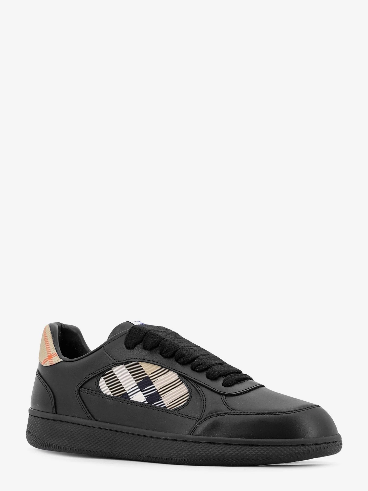 Leather sneakers with Traditional Check inserts.webp