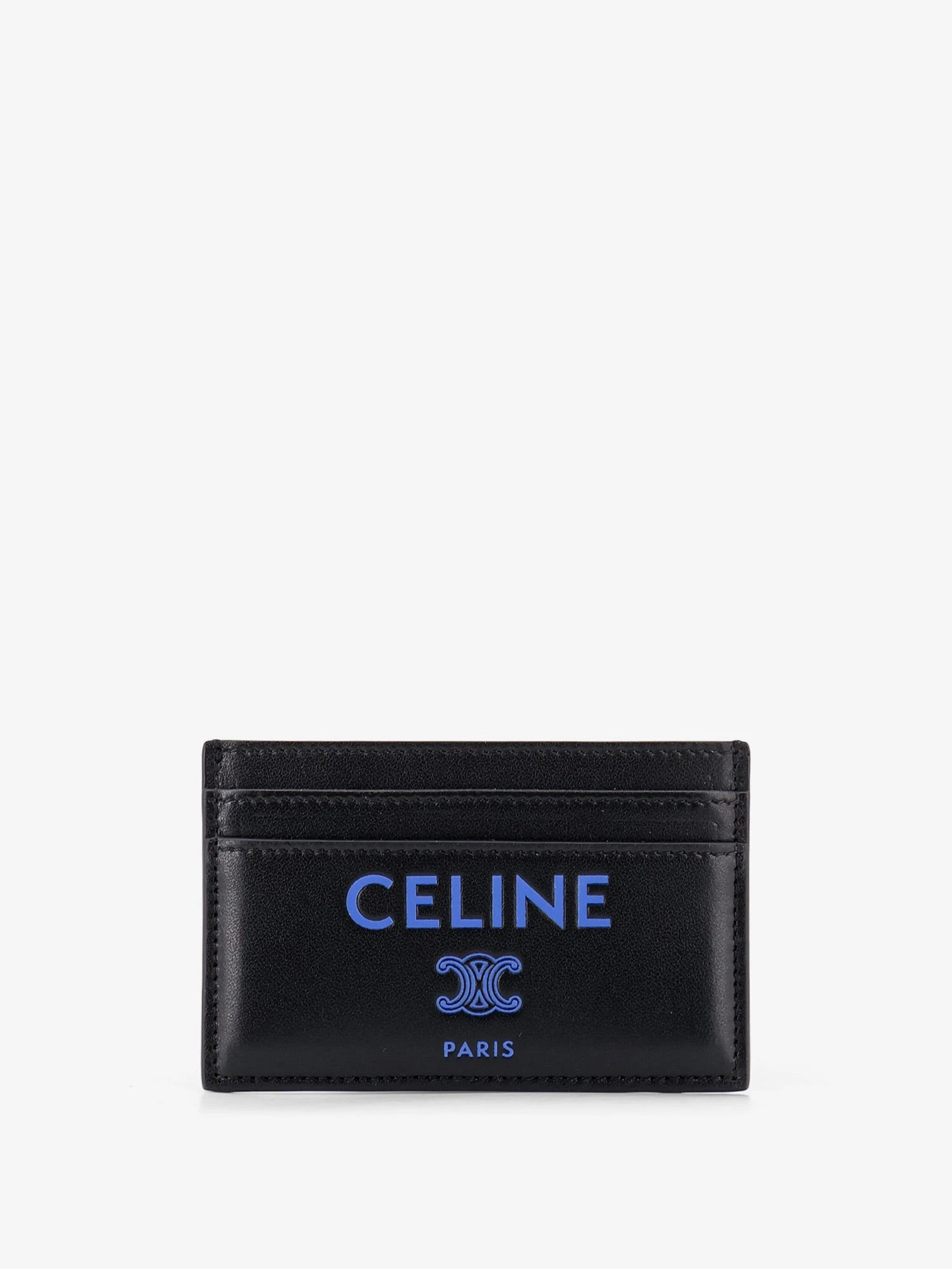 Leather card holder with front logo print.webp