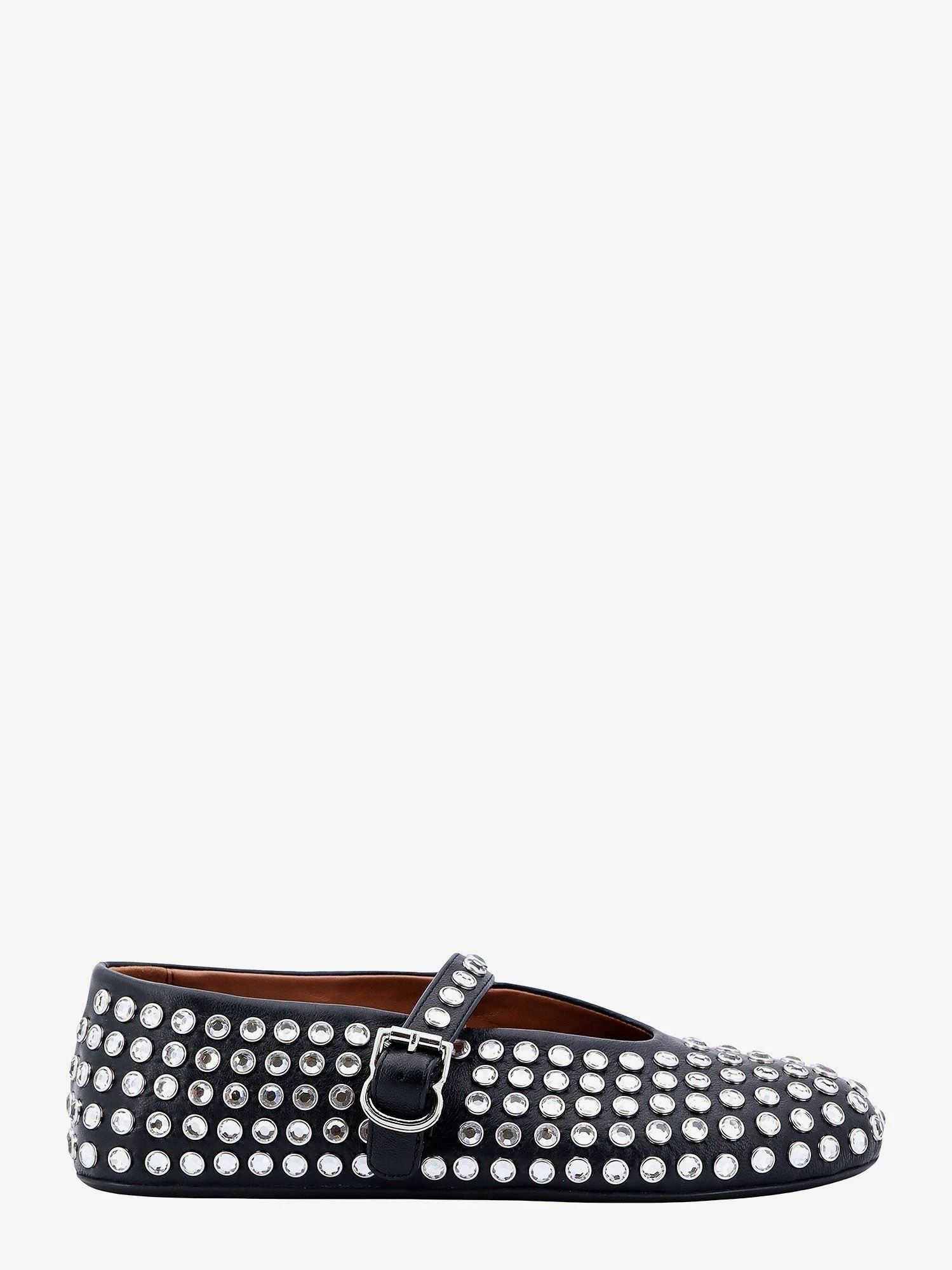 Leather ballet flats with rhinestones.webp
