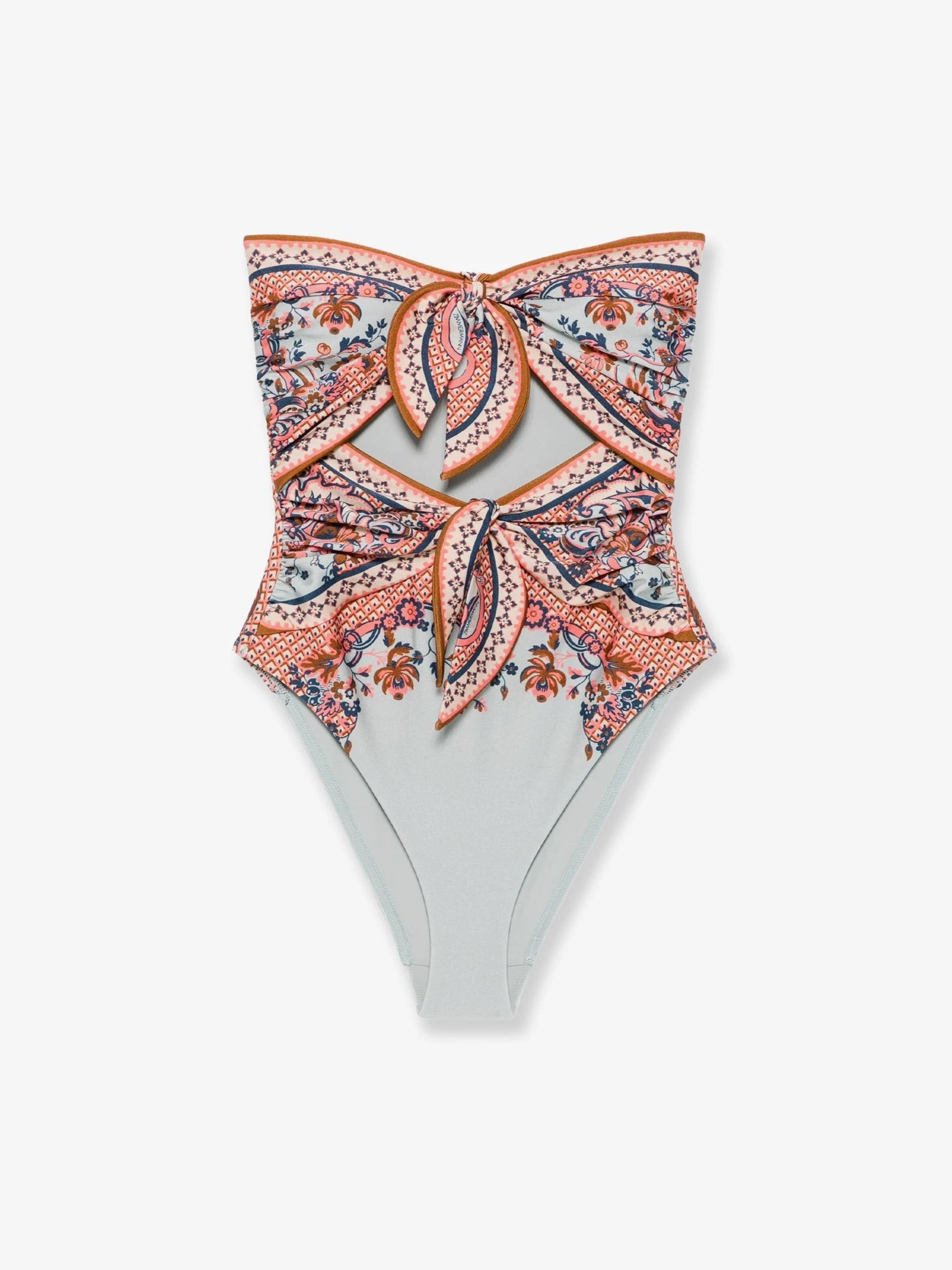 Aster one-piece shiny nylon swimsuit with paisley print.webp