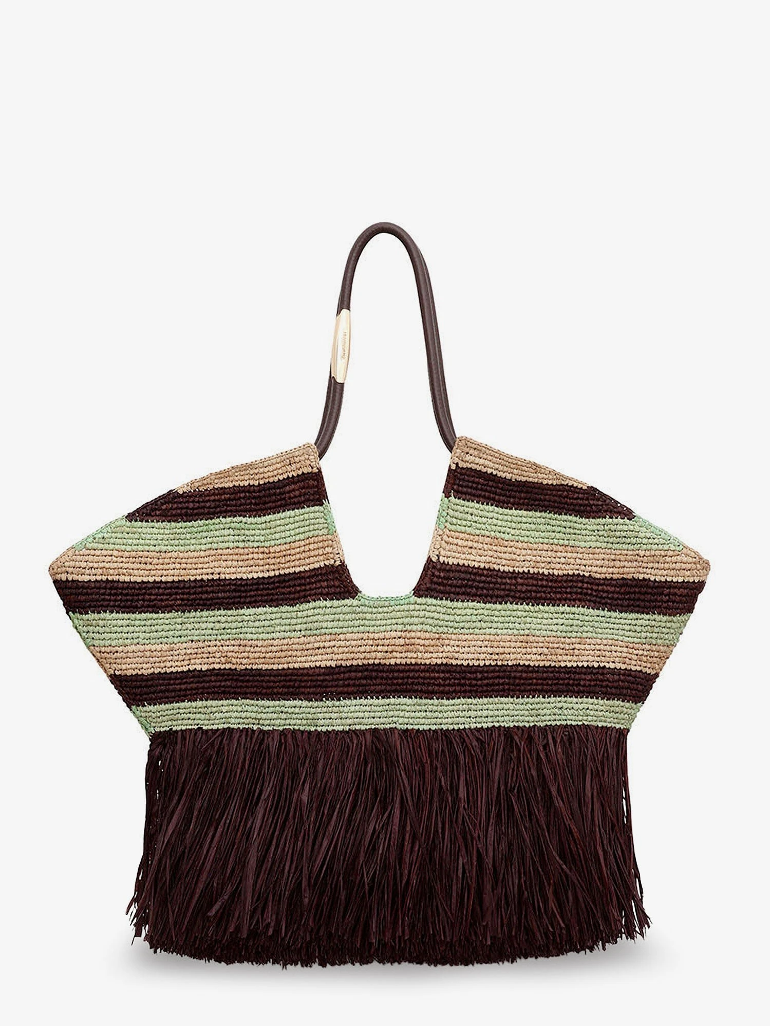 Golden Time rafia shoulder bag with fringe.webp