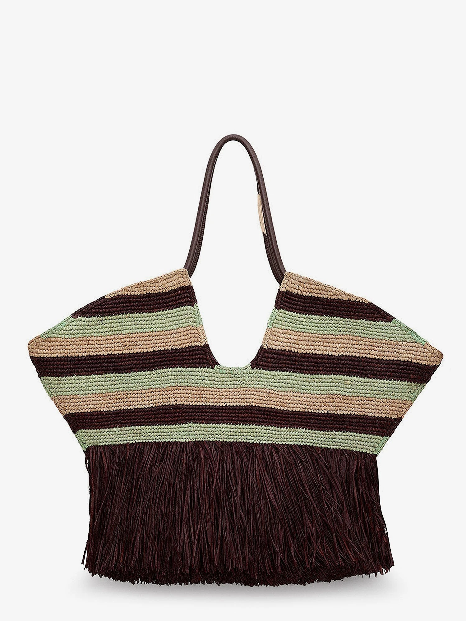 Golden Time rafia shoulder bag with fringe.webp