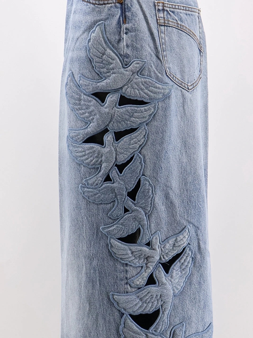 Alchemy Applique Relaxed Flare blue denim jeans.webp