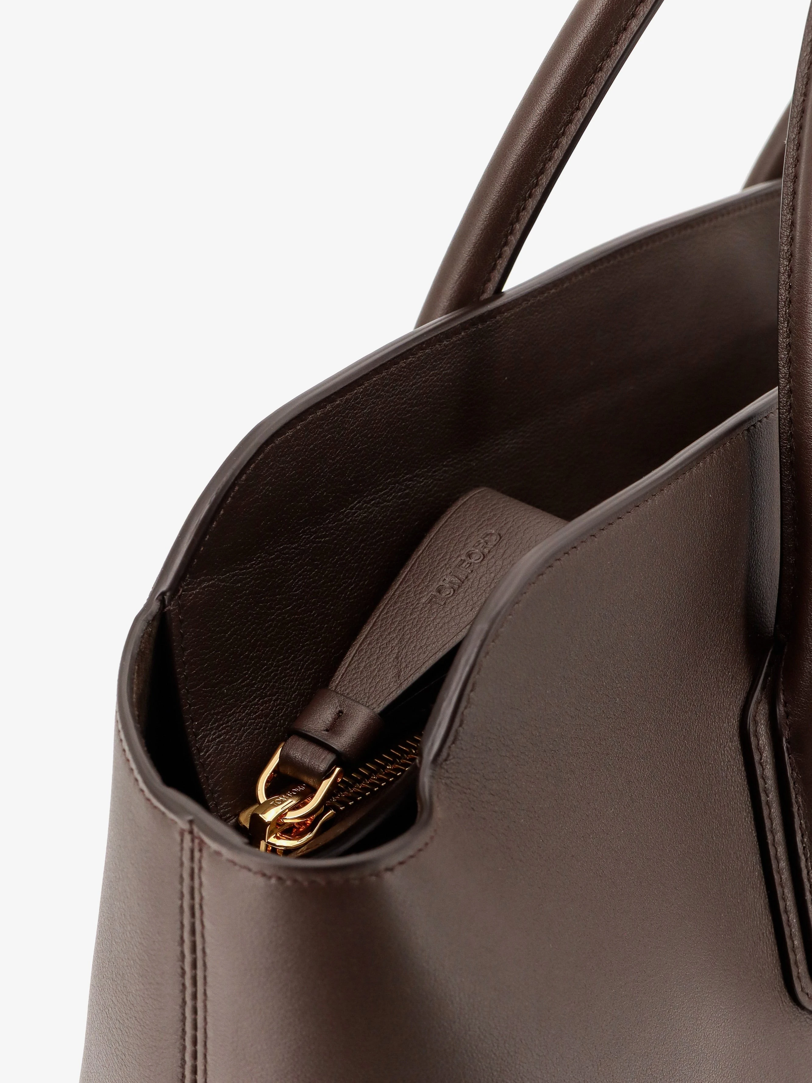 Leather shoulder bag with logo.webp