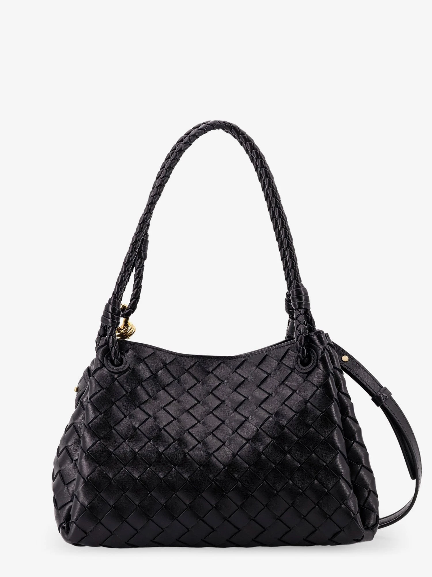 Parachute leather shoulder bag with Intrecciato motif and Knot detail.webp