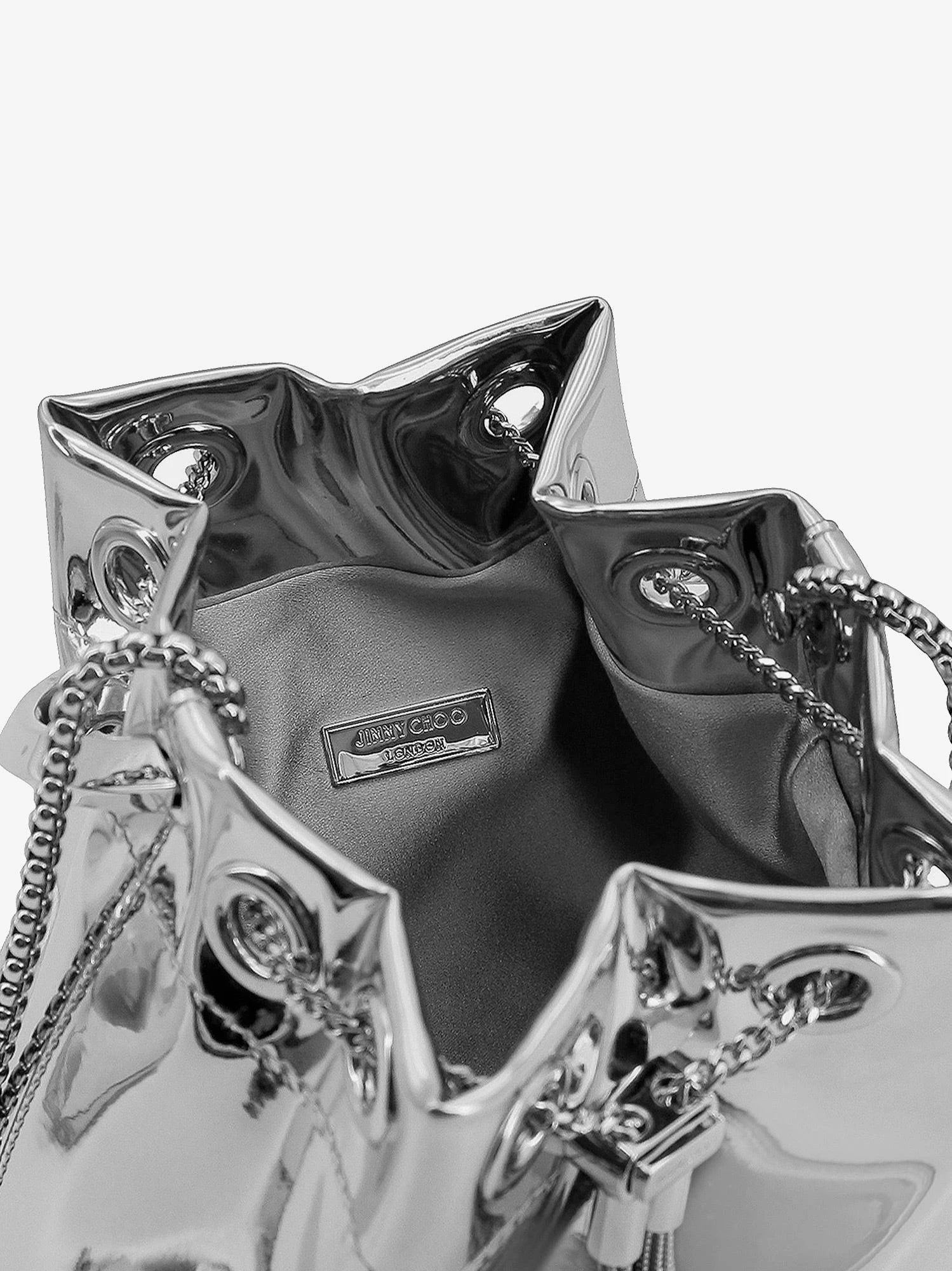 Bonbon bucket bag in mirrored fabric.webp