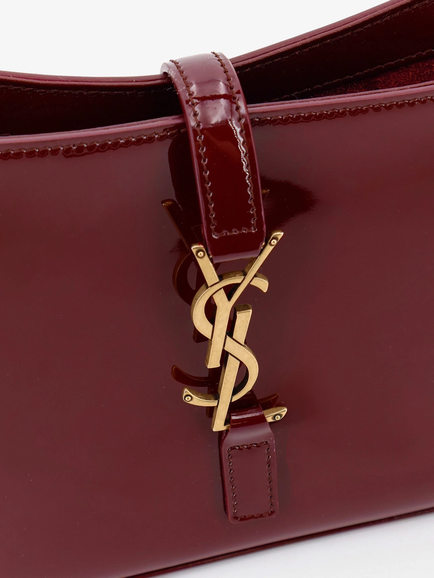 LE 5 À 7 bordeaux patent leather shoulder bag.webp