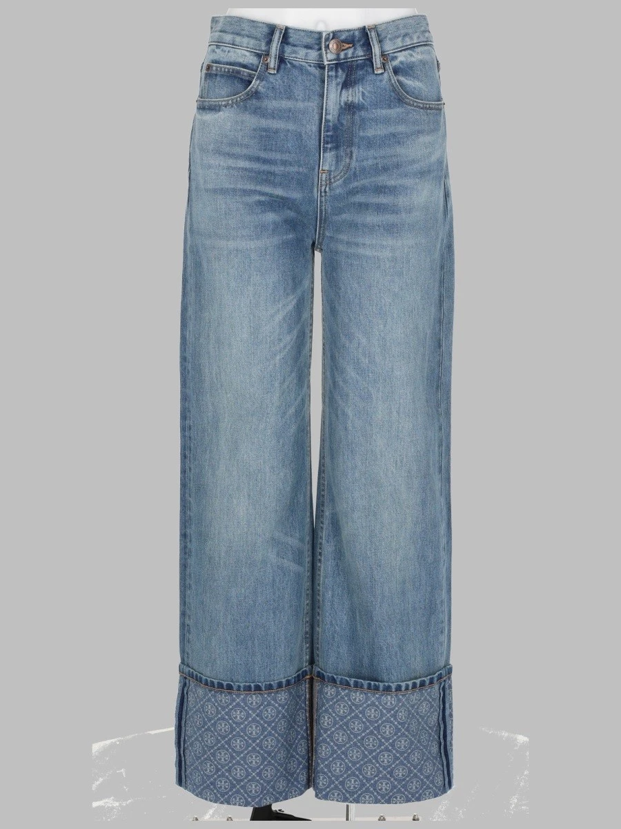 JEANS A GAMBA DRITTA CON RISVOLTO A CONTRASTO.webp