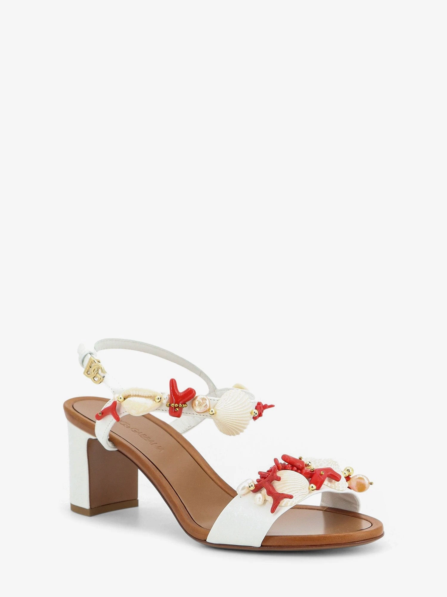 Leather sandals with sea coral details.webp
