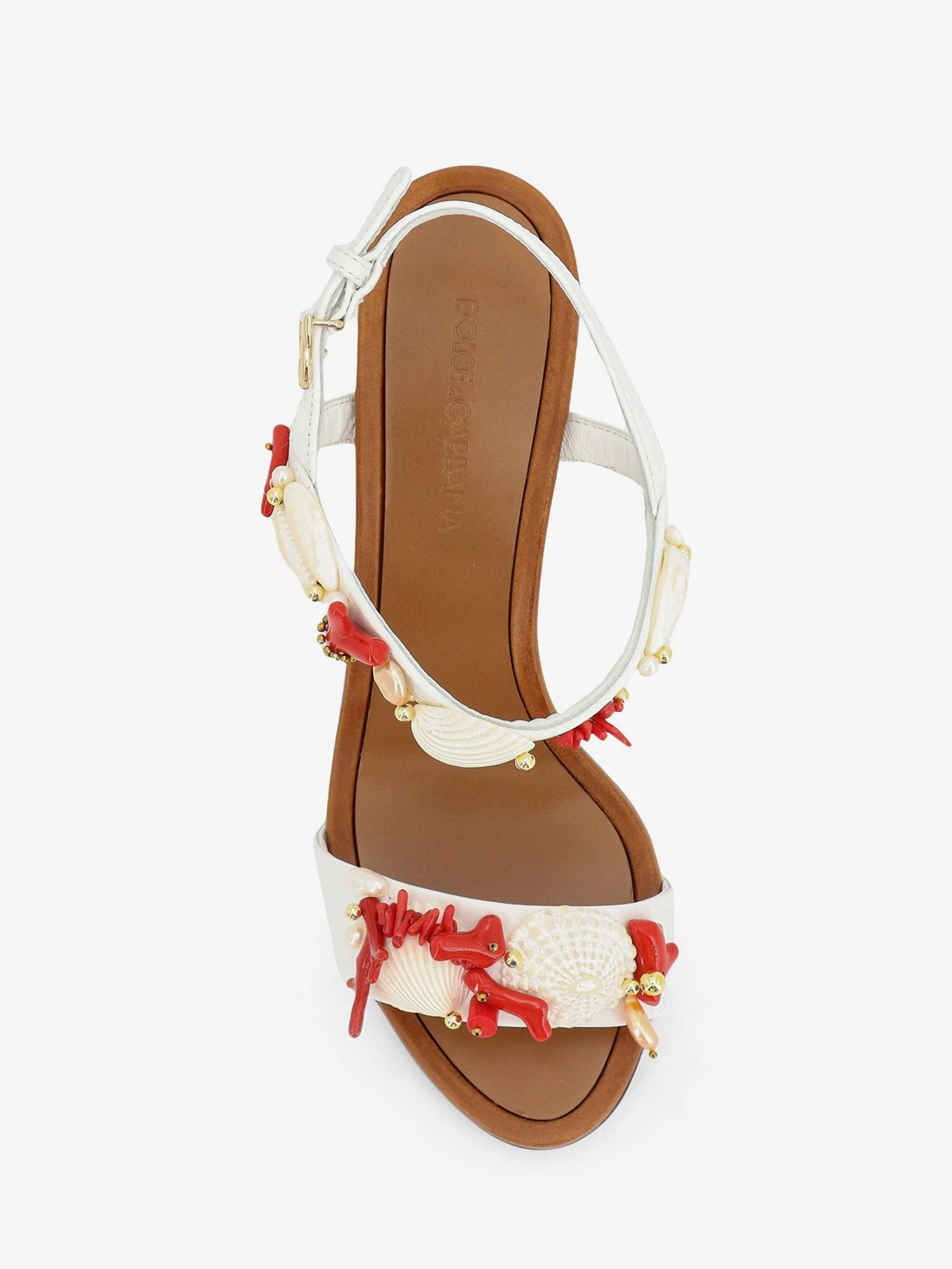 Leather sandals with sea coral details.webp