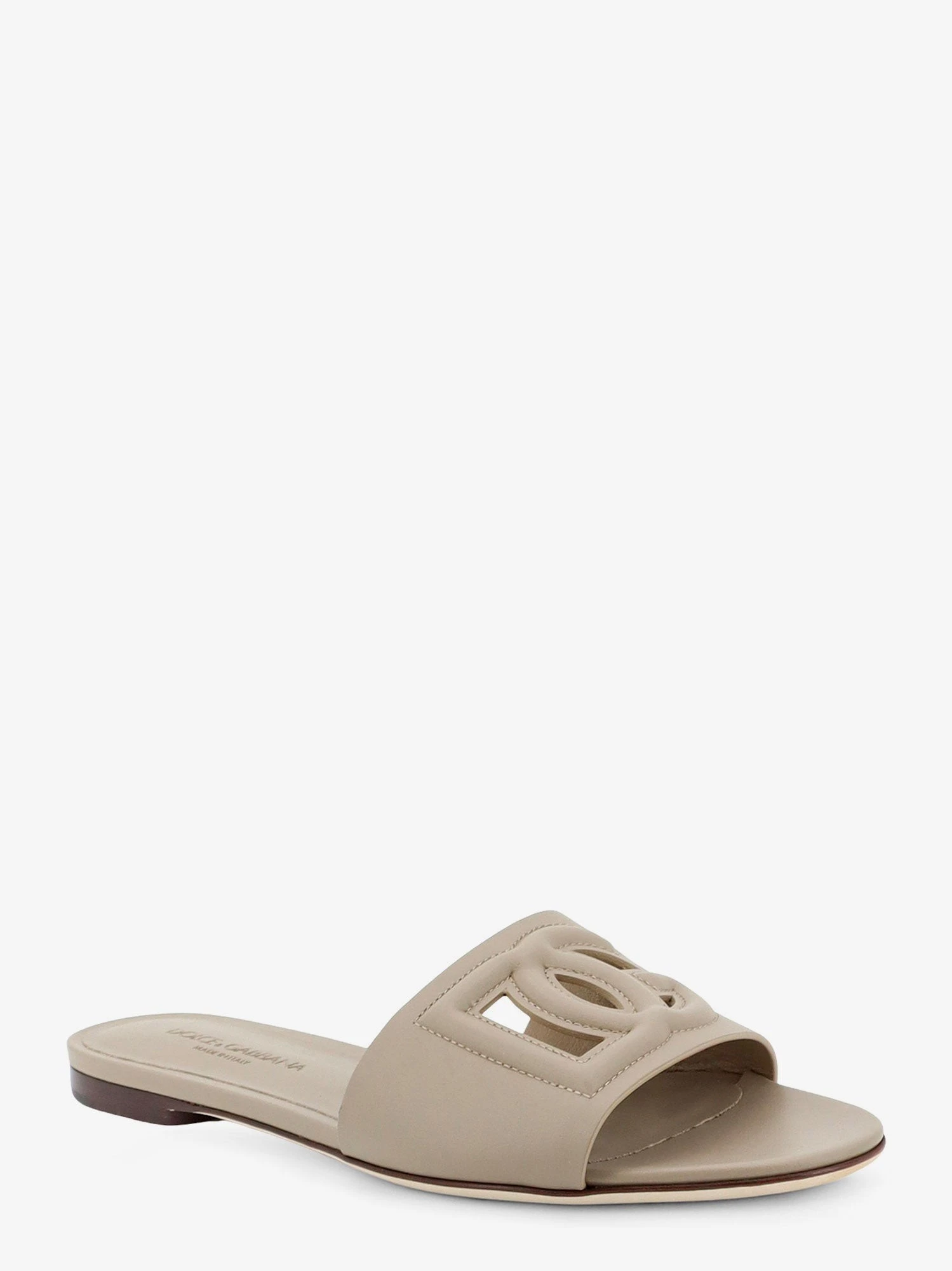 Leather sandals with DG Millennials logo.webp