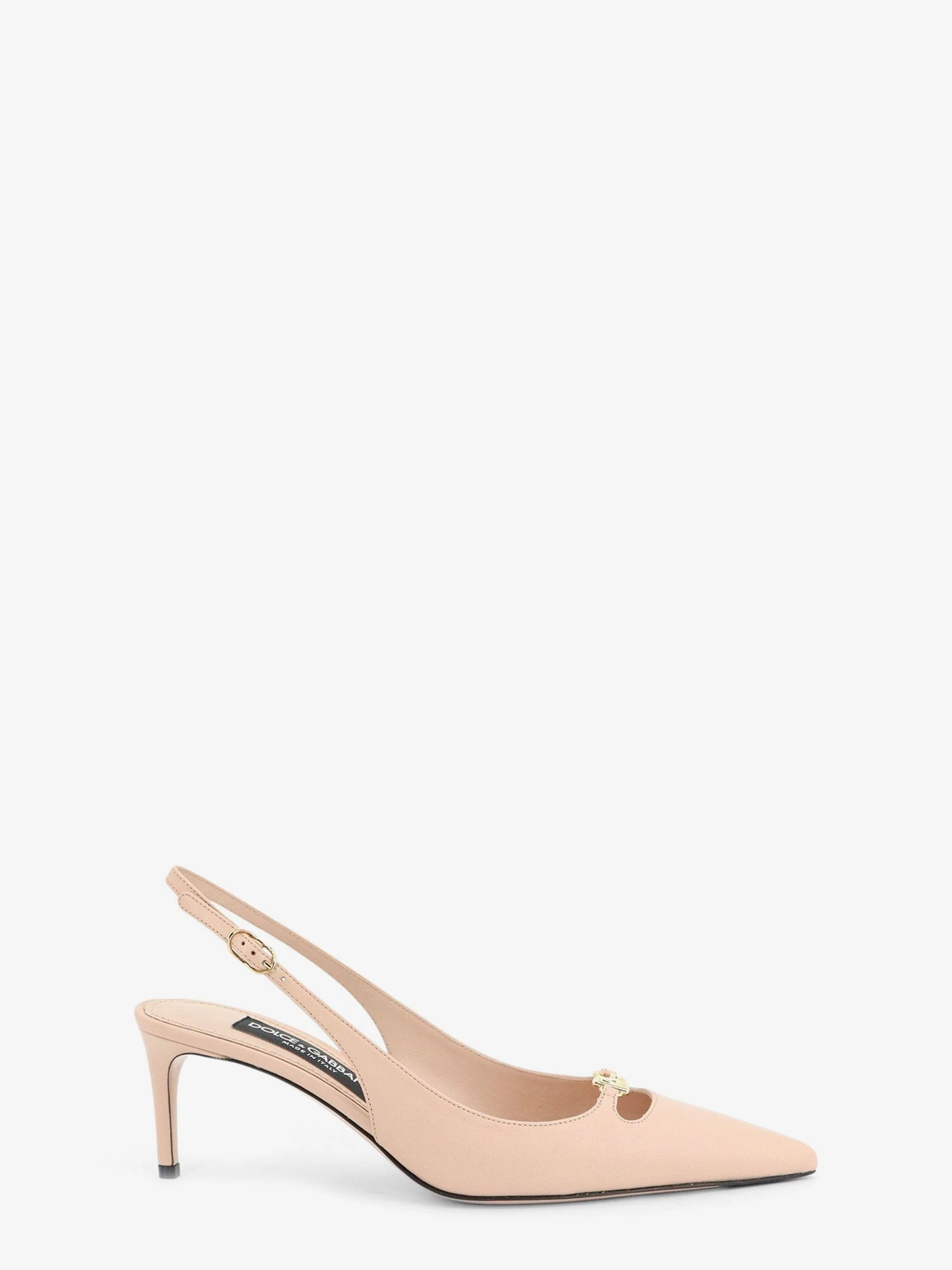 Leather pumps with metal DG logo.webp
