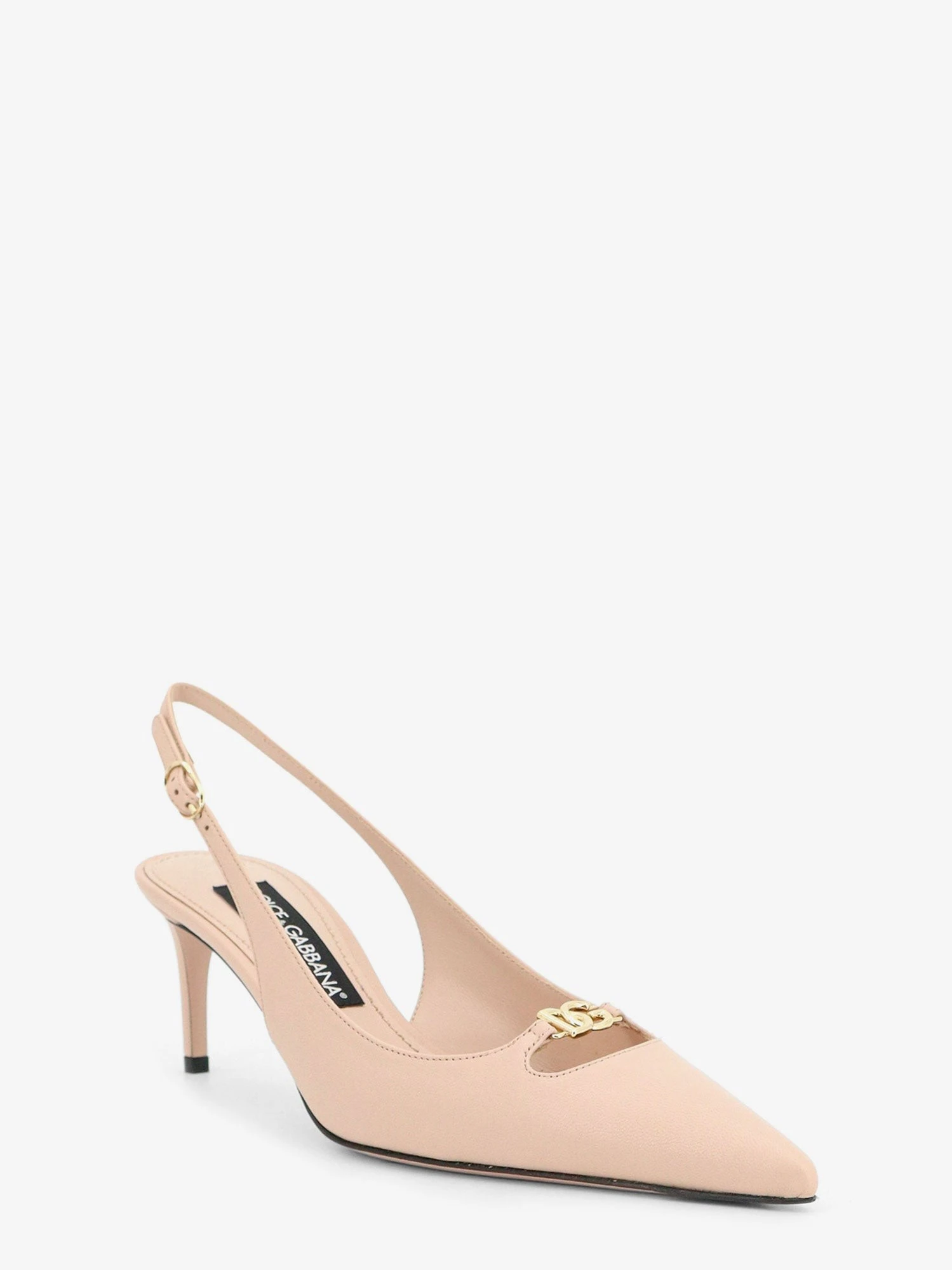 Leather pumps with metal DG logo.webp