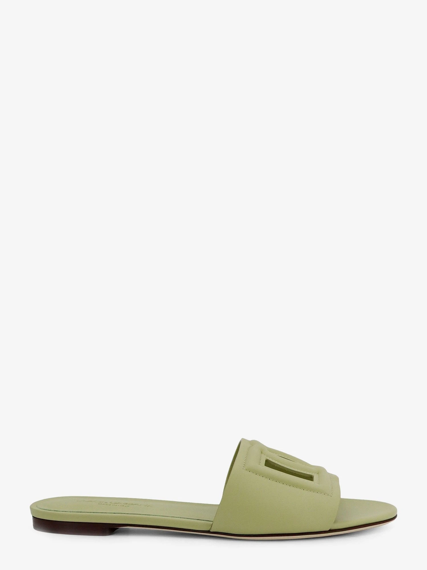 Leather sandals with DG Millennials logo.webp