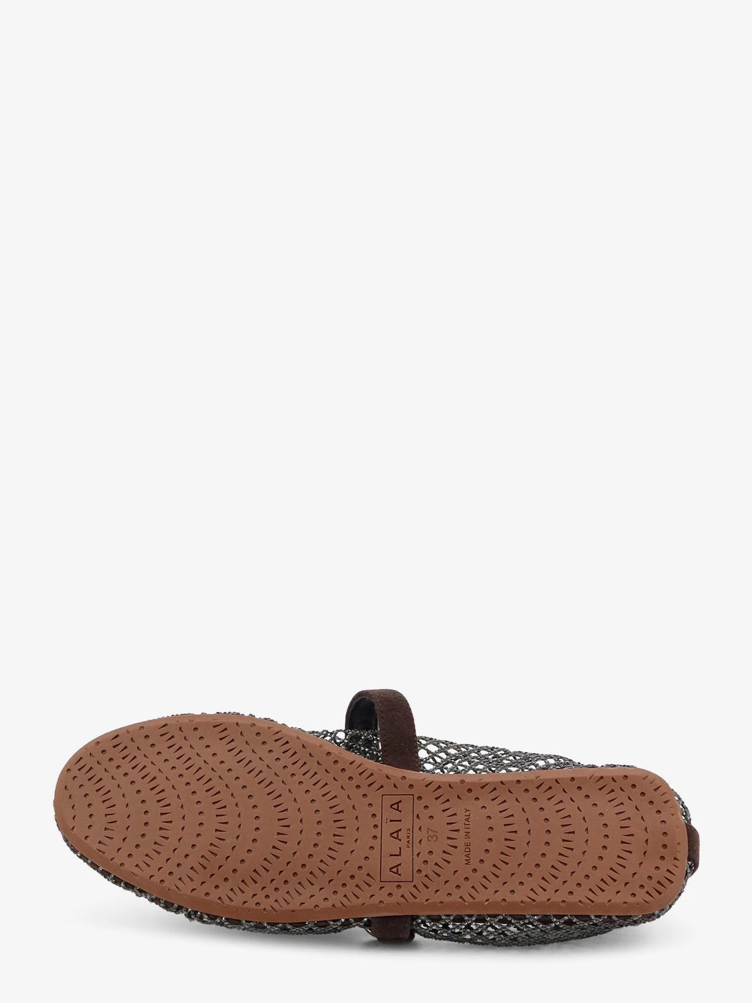 Flat mesh ballet flats with rhinestone detail.webp