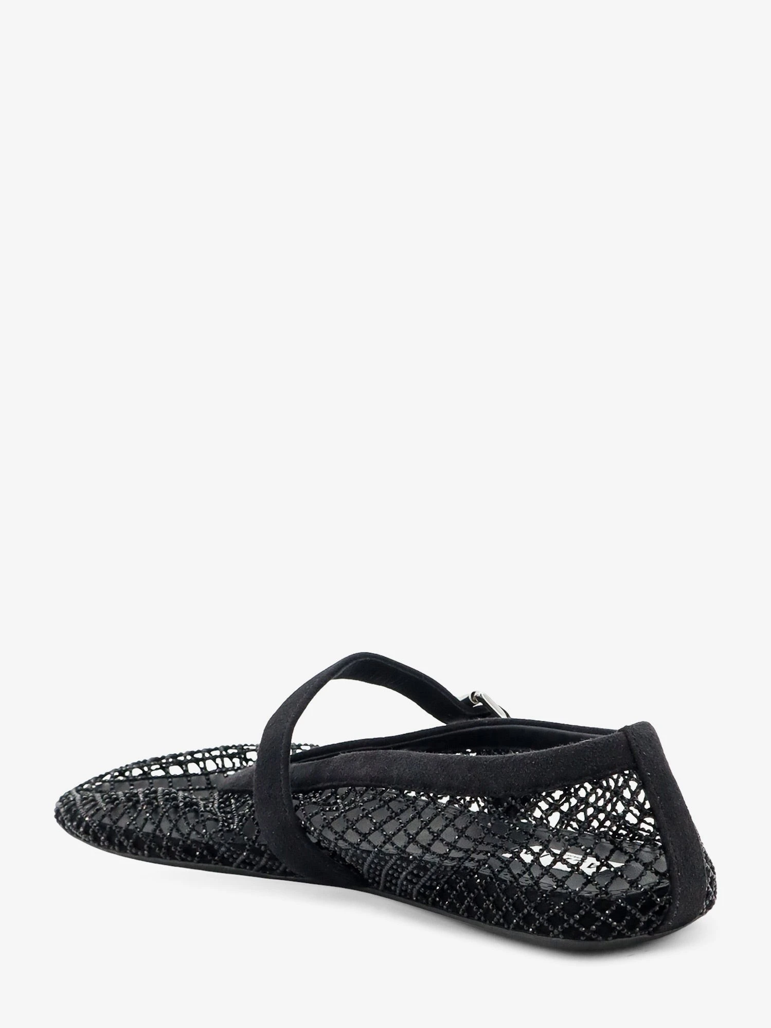Flat mesh ballet flats with rhinestone detail.webp