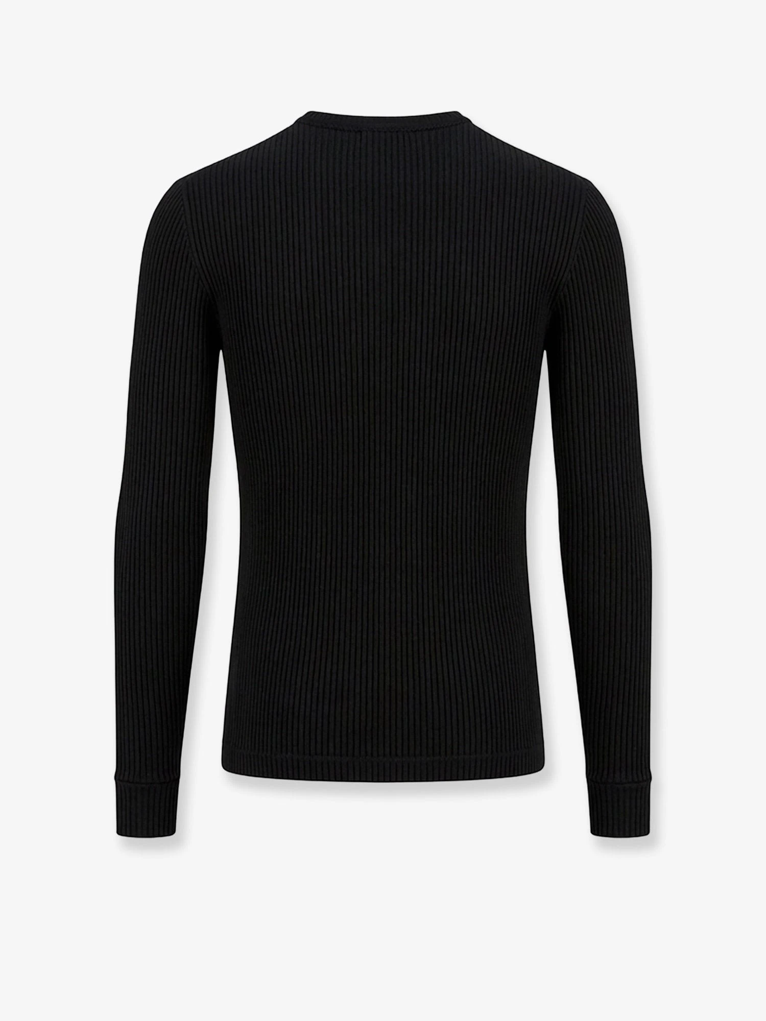 Ribbed cotton sweater with metal logo on the front.webp