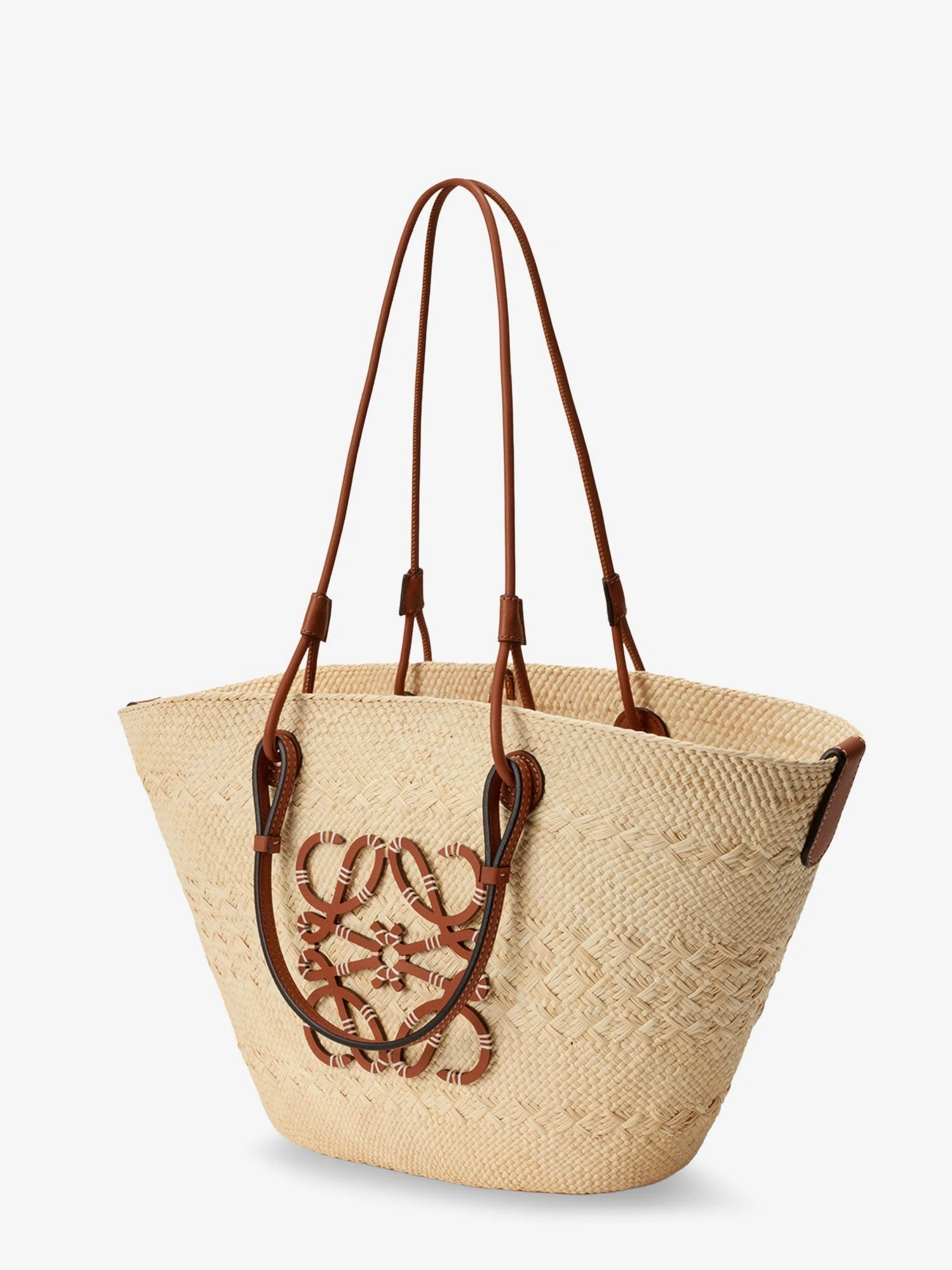 Paula's Ibiza leather and iraca palm shoulder bag.webp