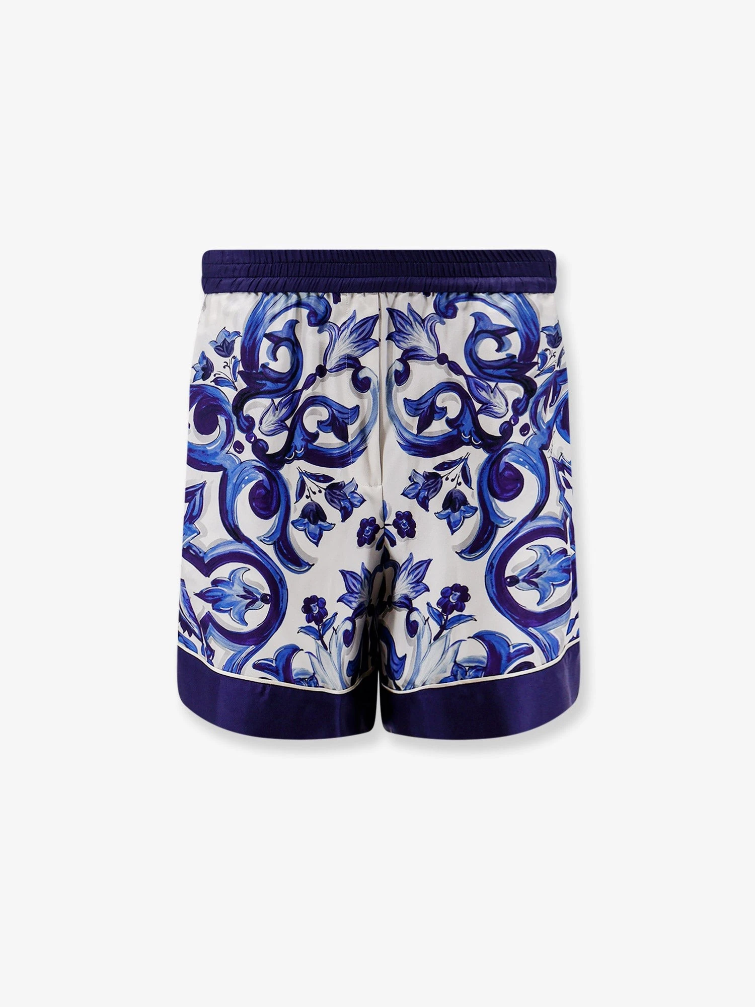 Silk shorts with Maiolica print.webp