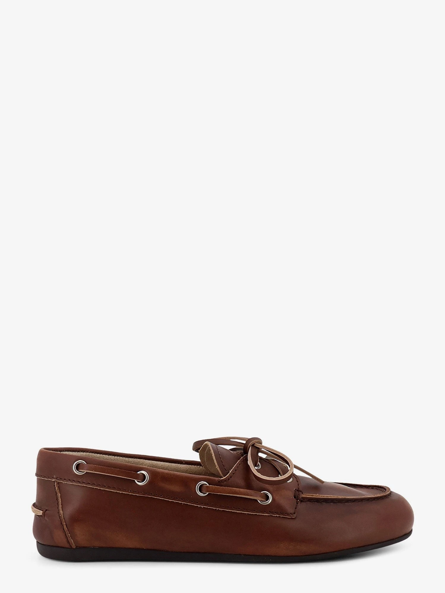 Leather loafers with lettering logo.webp