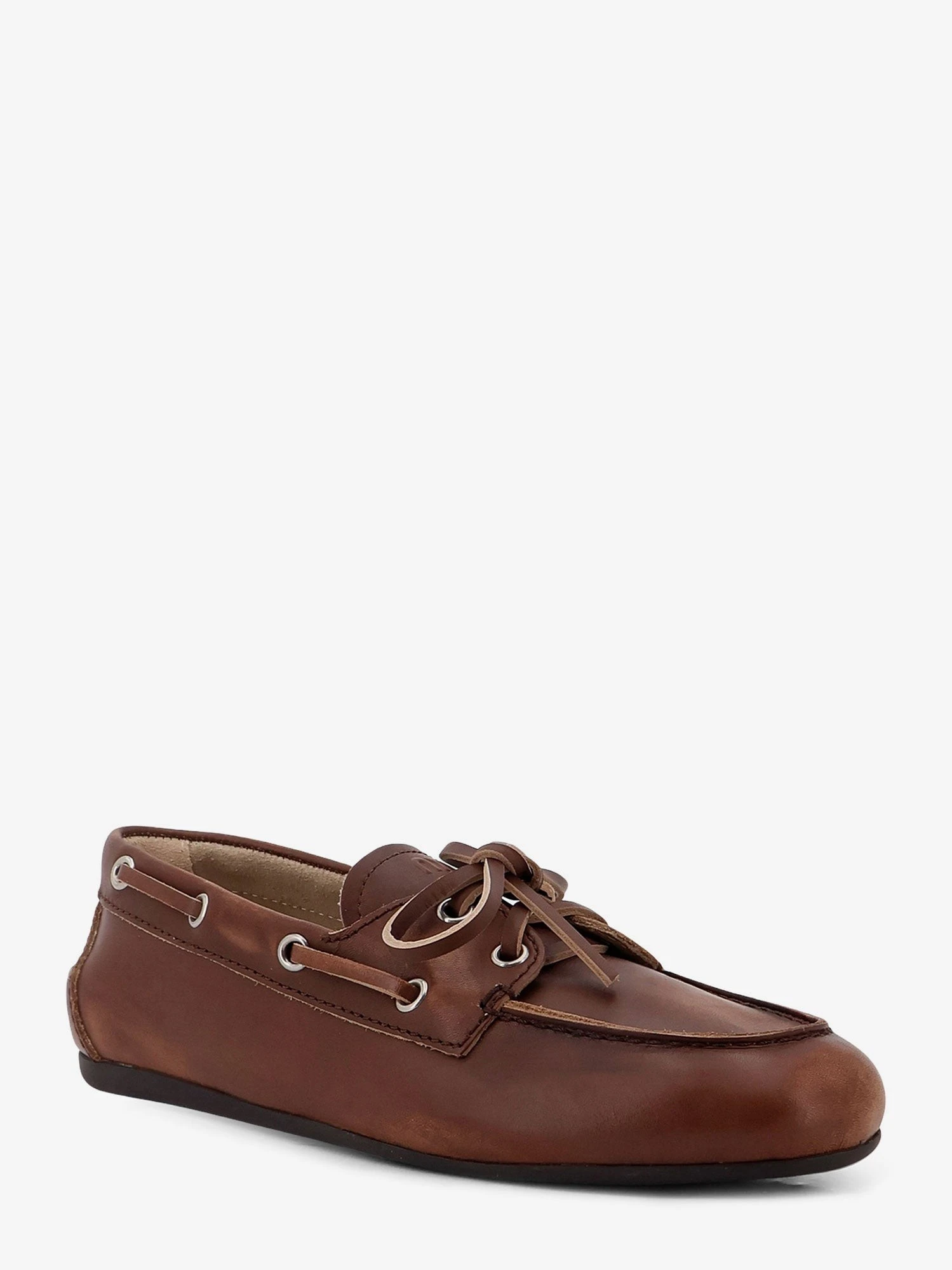 Leather loafers with lettering logo.webp