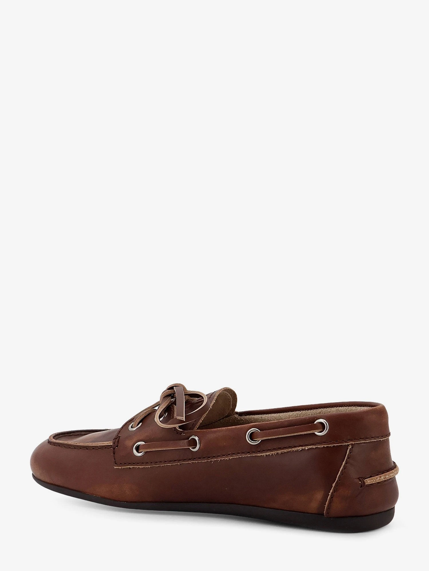 Leather loafers with lettering logo.webp