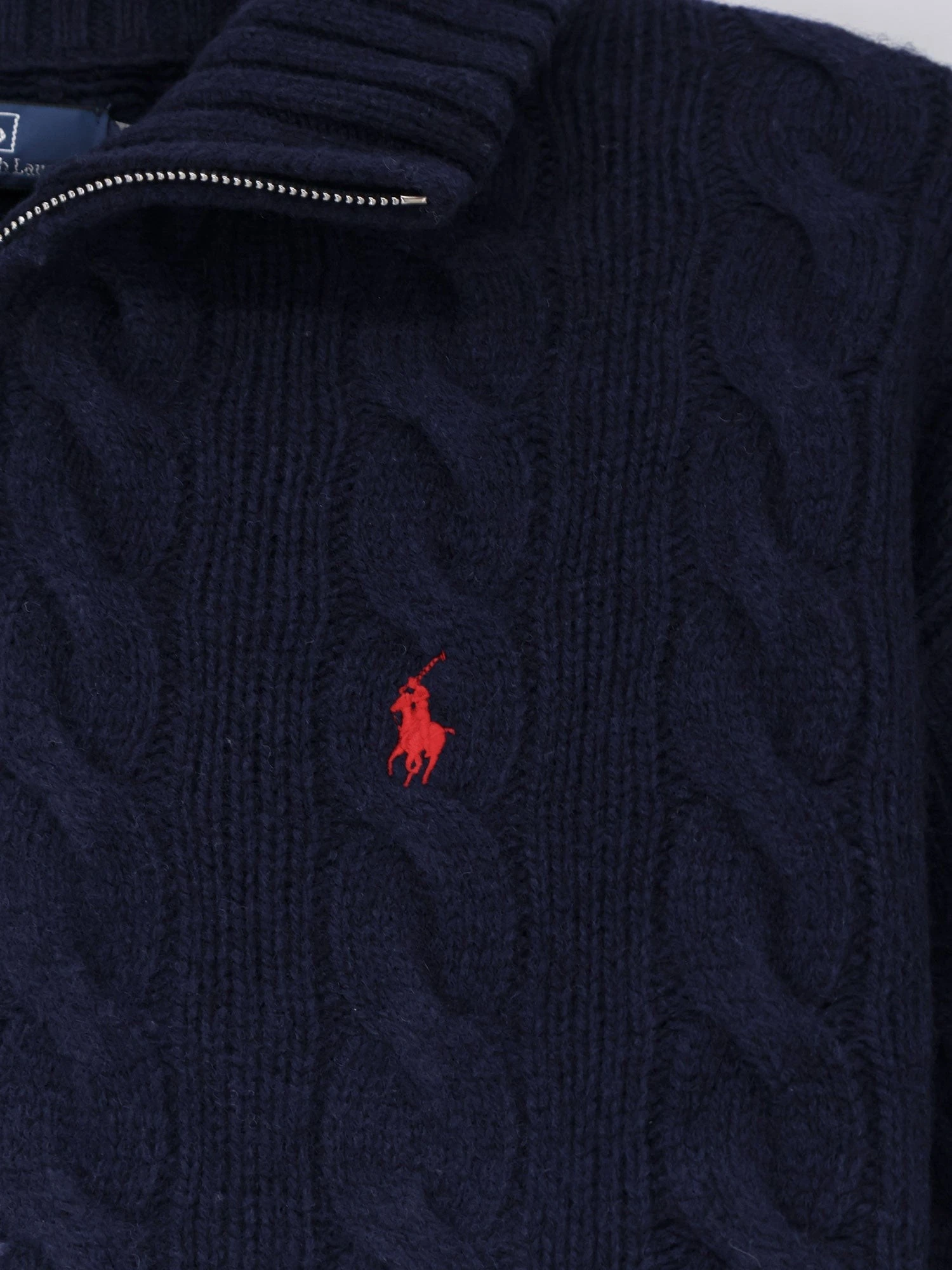 Wool and cashmere blend sweater with contrasting embroidered logo.webp