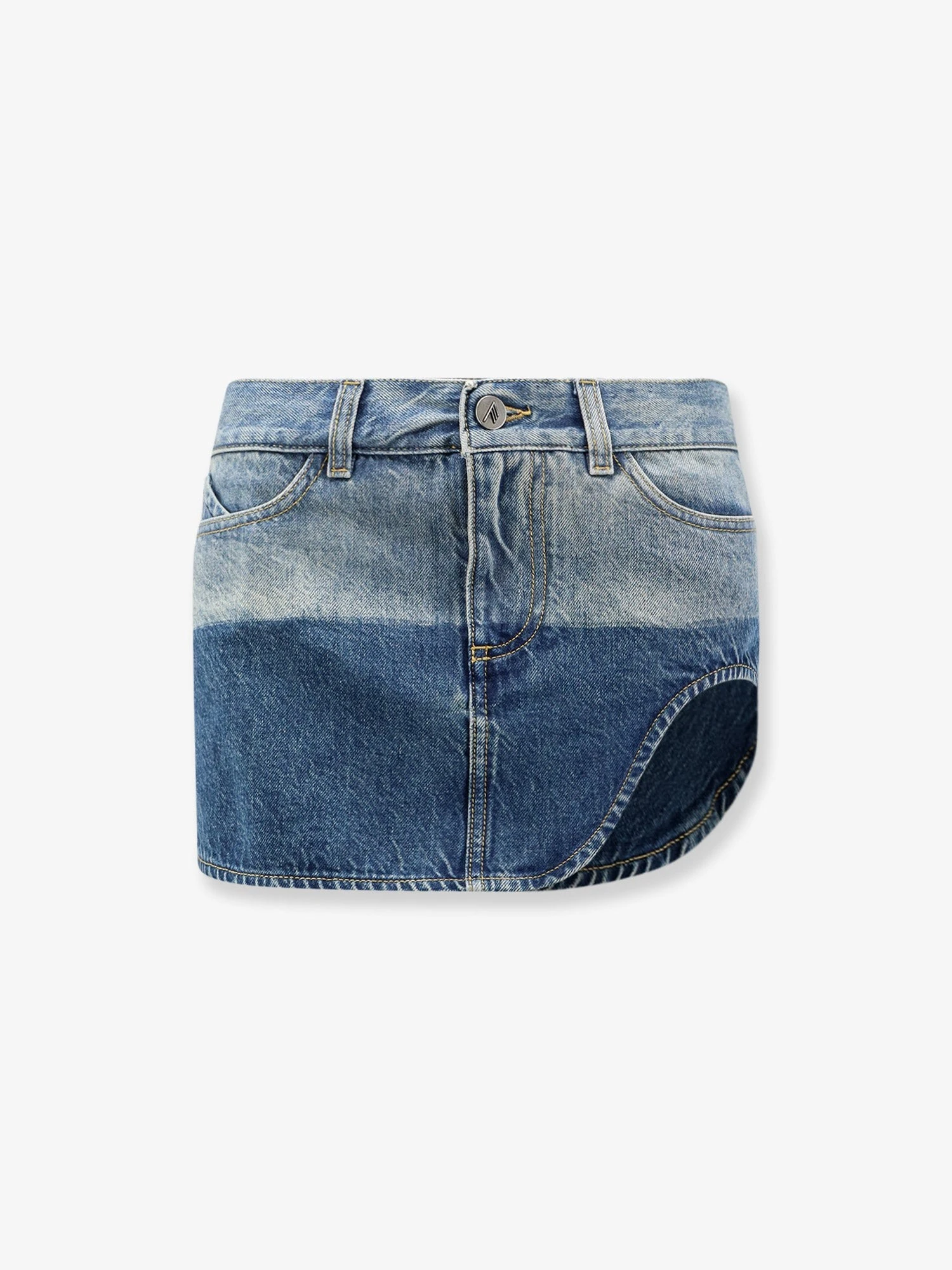 Blue denim mini skirt.webp