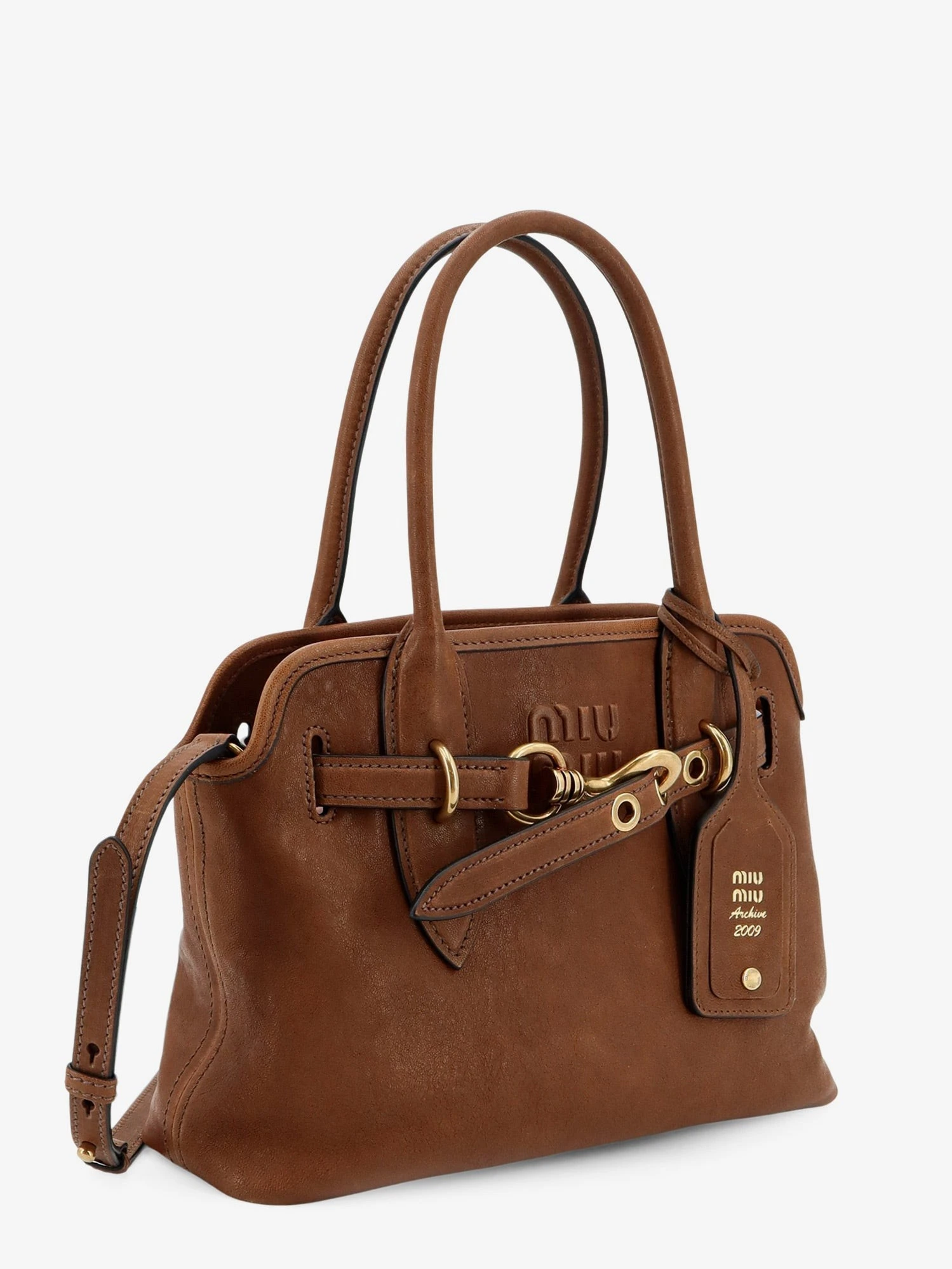 Aventure leather handbag with embossed lettering logo.webp