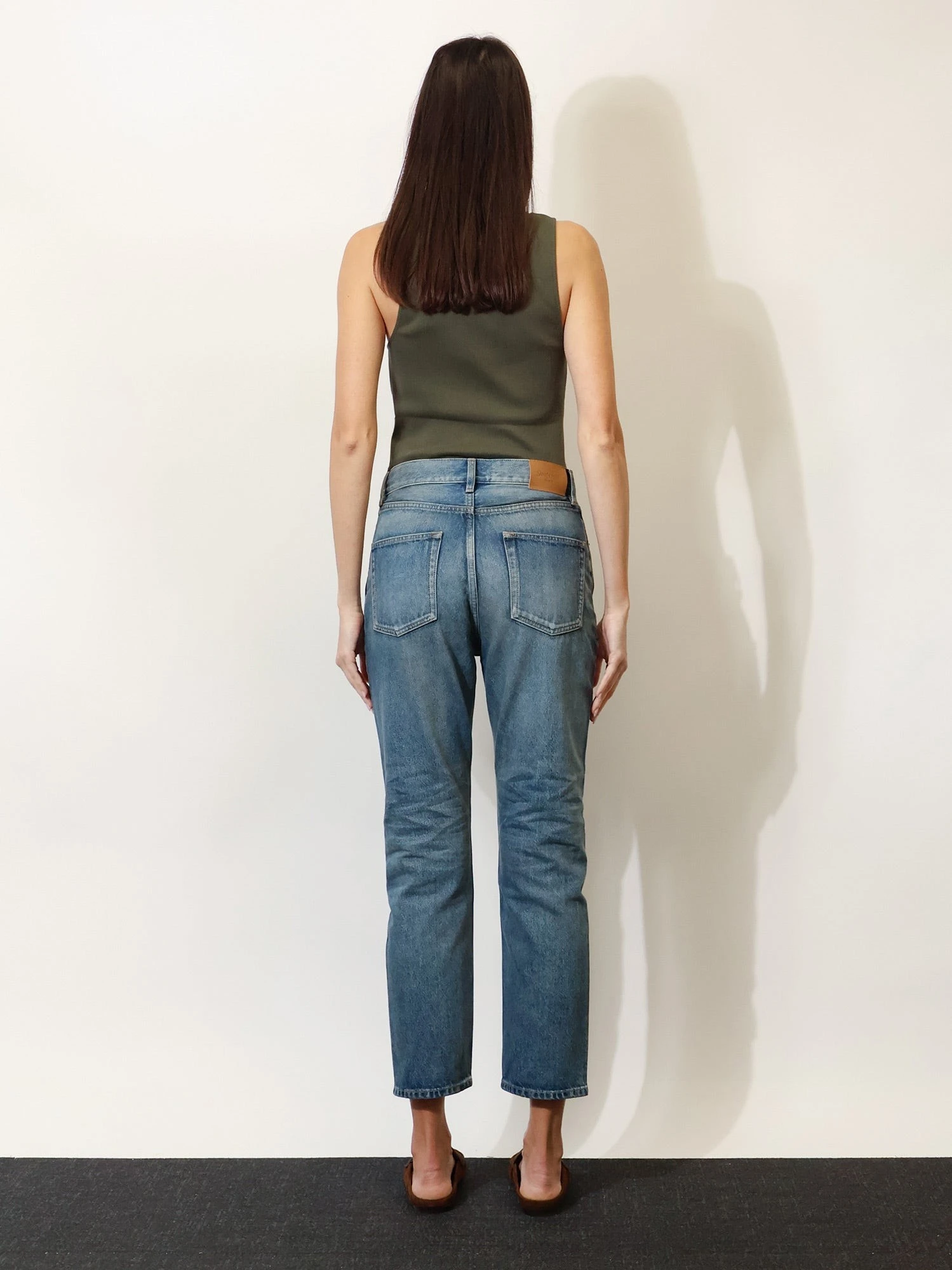 Ankle midi blue denim jeans.webp