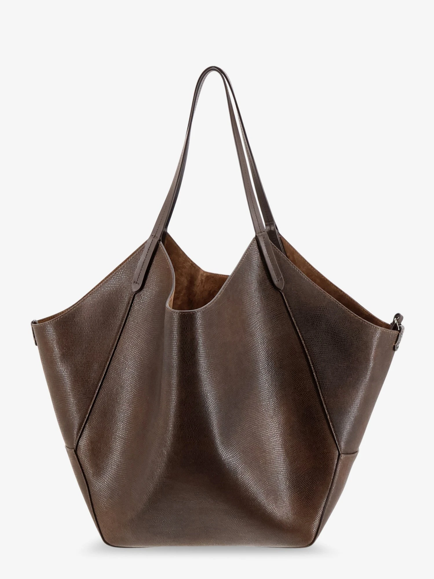 Leather shopping bag with side Monili detail.webp