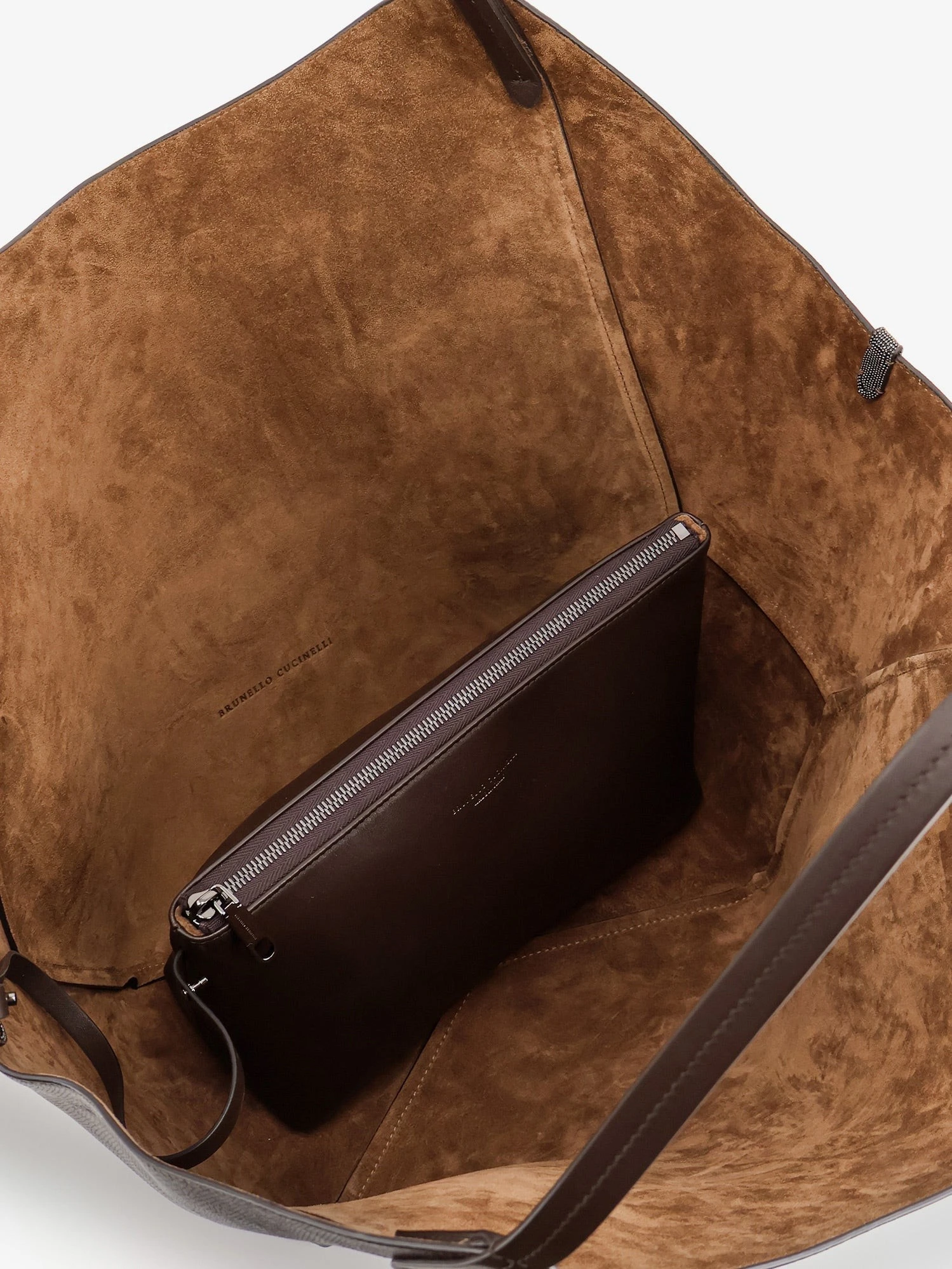 Leather shopping bag with side Monili detail.webp