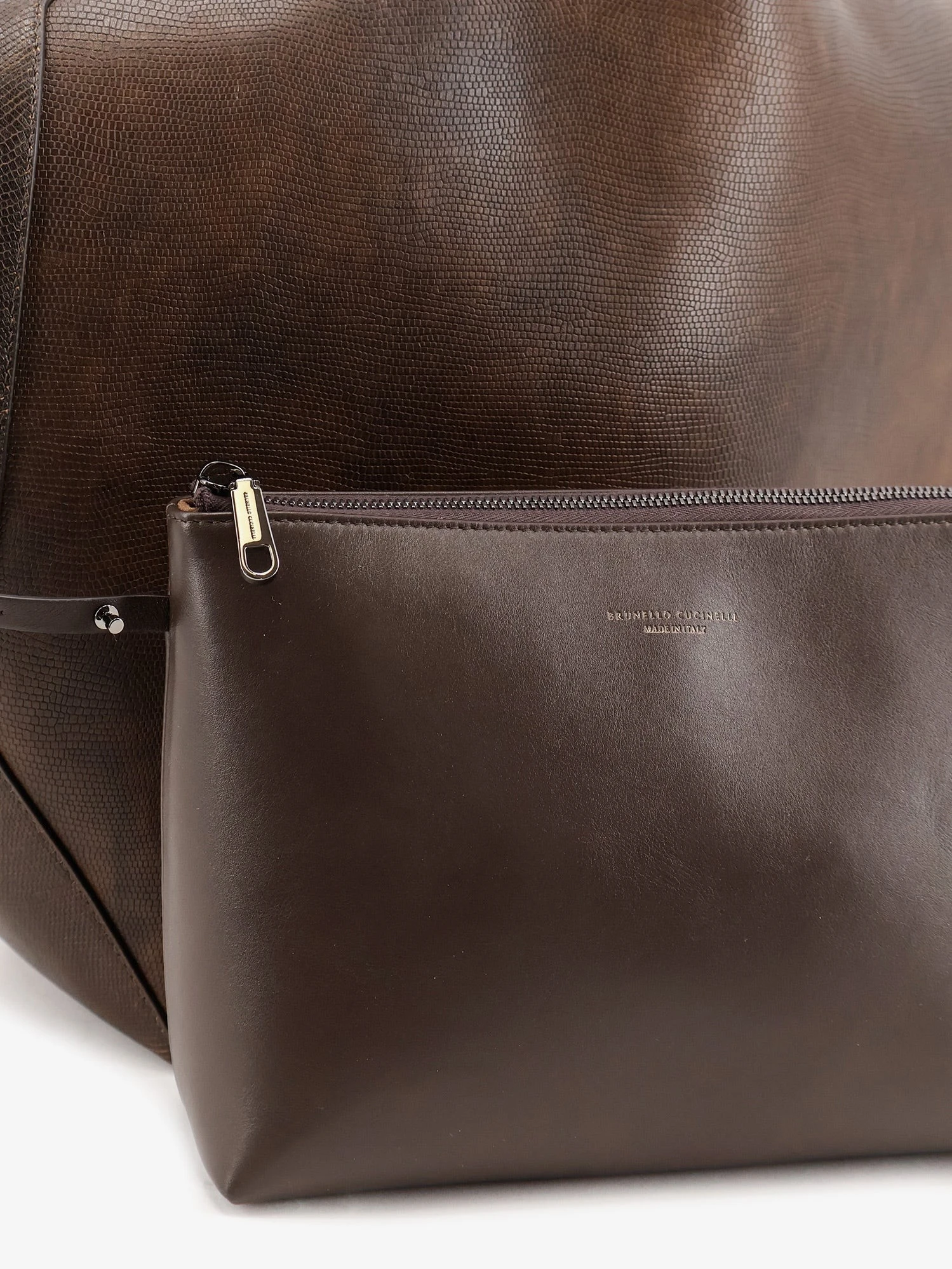 Leather shopping bag with side Monili detail.webp