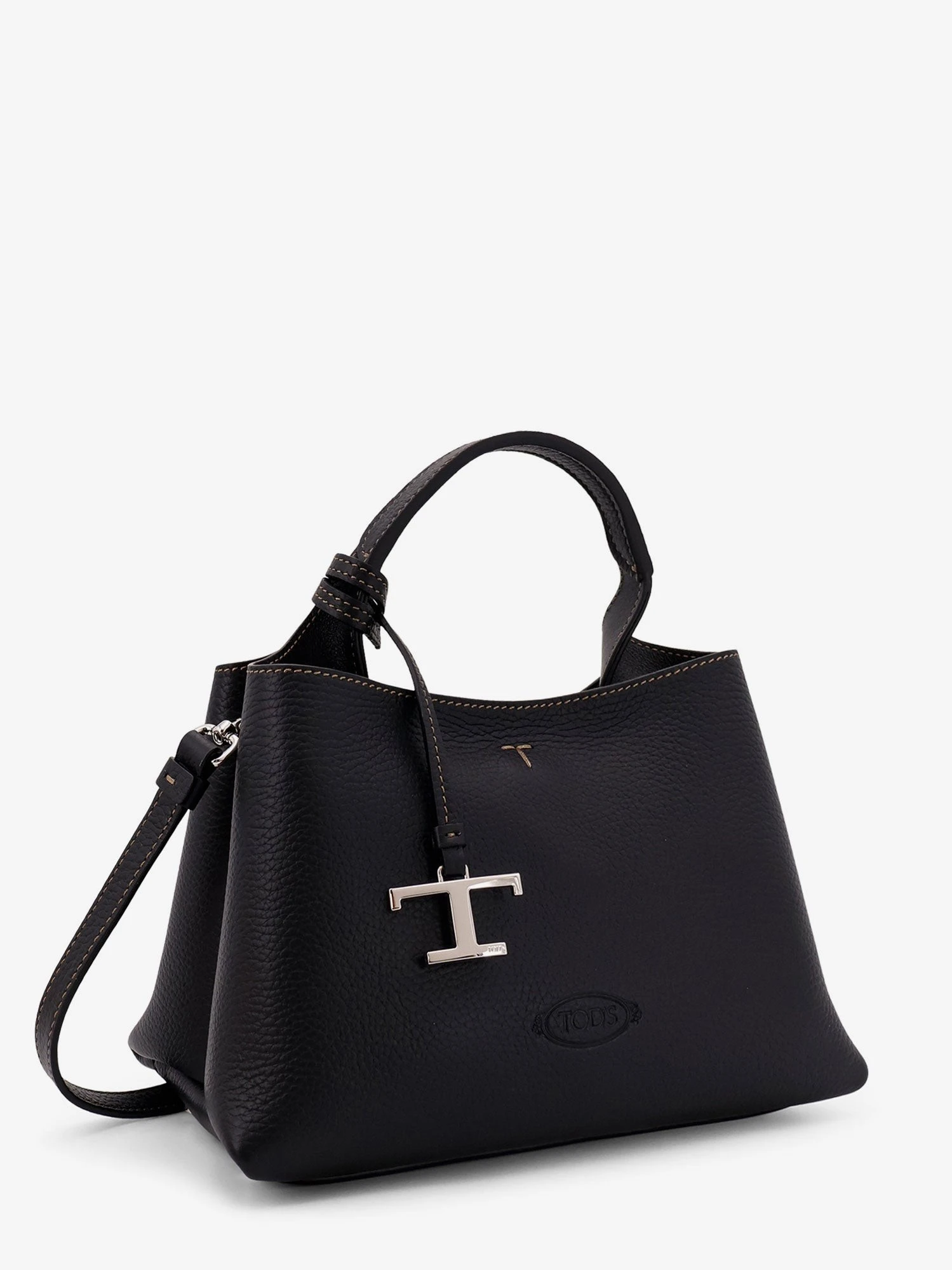 Micro leather crossbody bag with iconic stitching on the front.webp