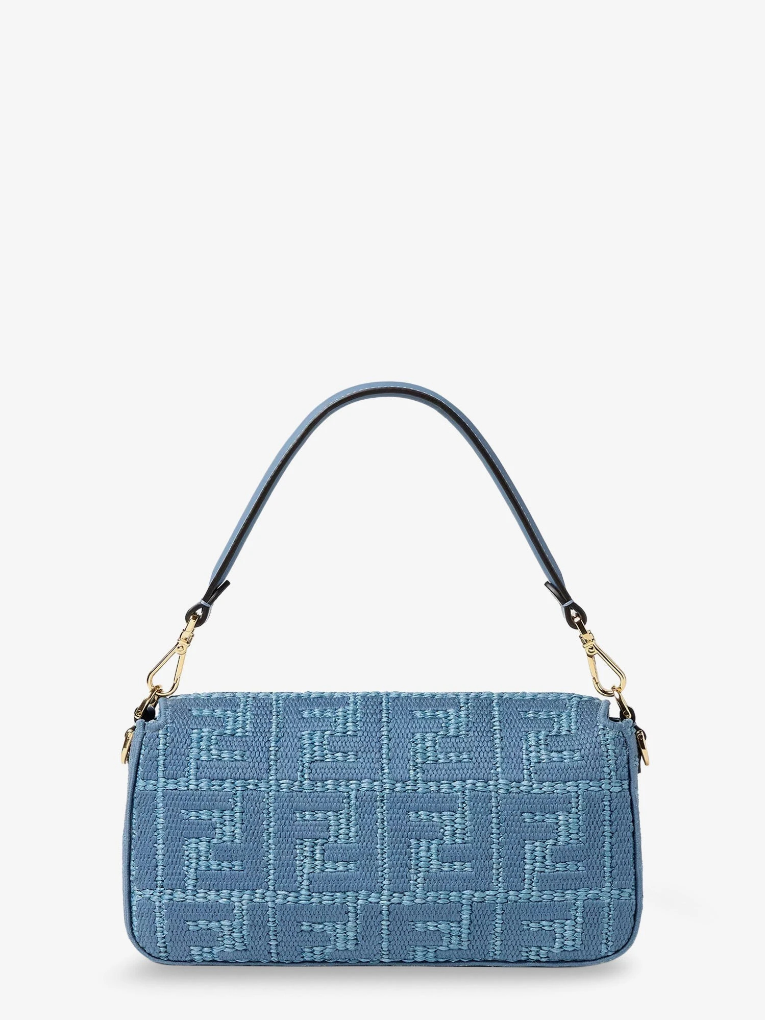 Baguette® handbag in raffia with all-over FF embroidery.webp