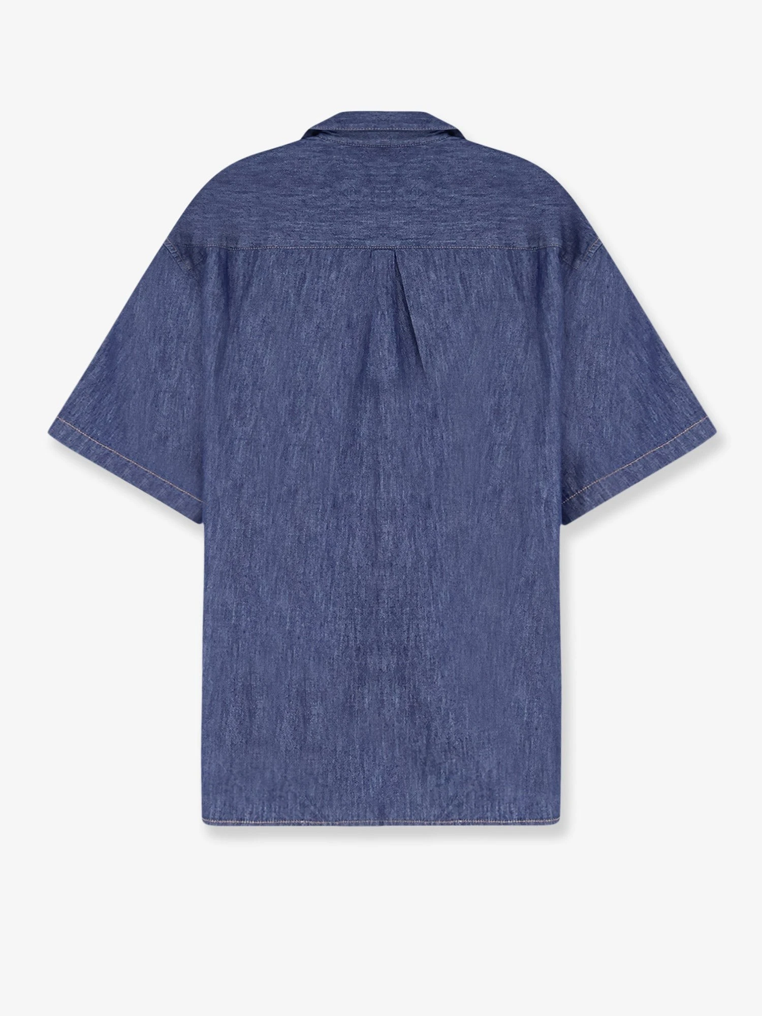 Blue denim shirt with embroidered Anagram logo.webp