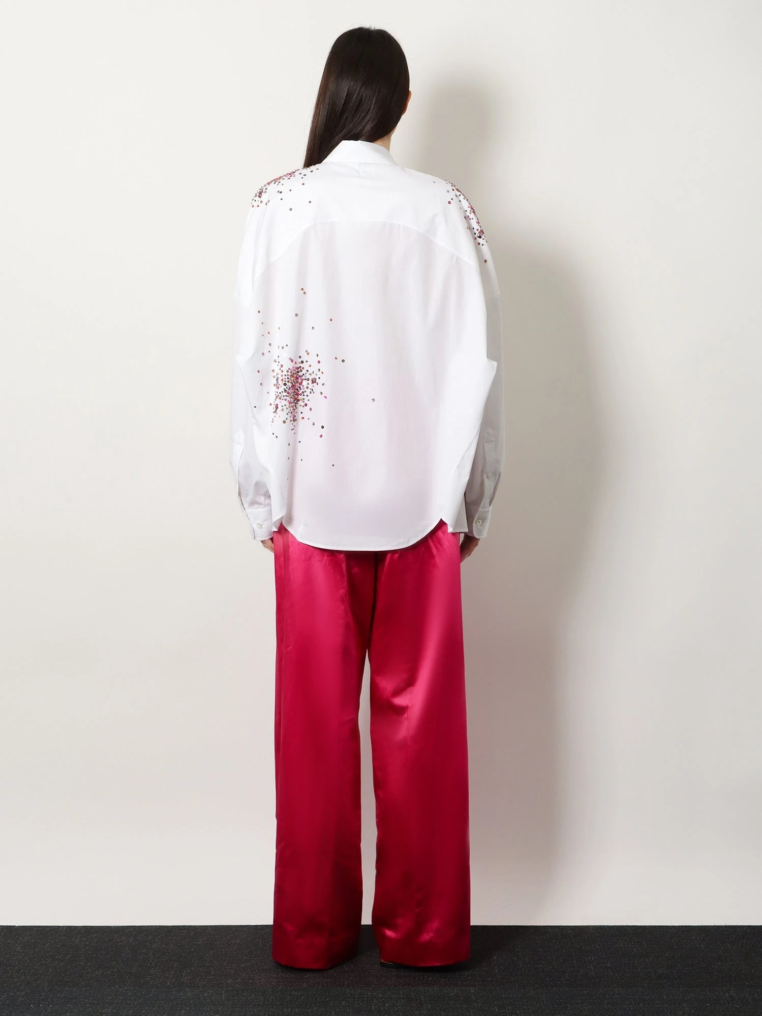 Casia cotton shirt with multicolored sequin detail.webp
