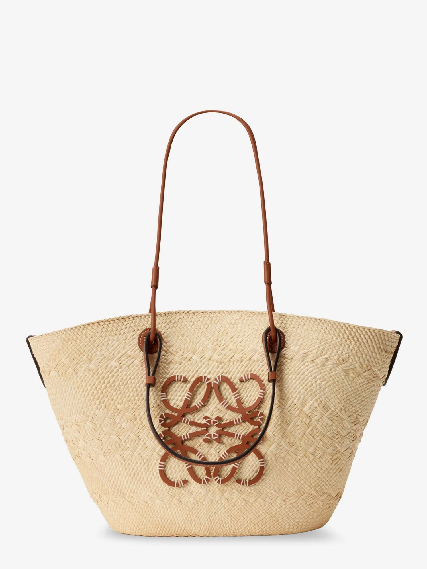 Paula's Ibiza leather and iraca palm shoulder bag.webp