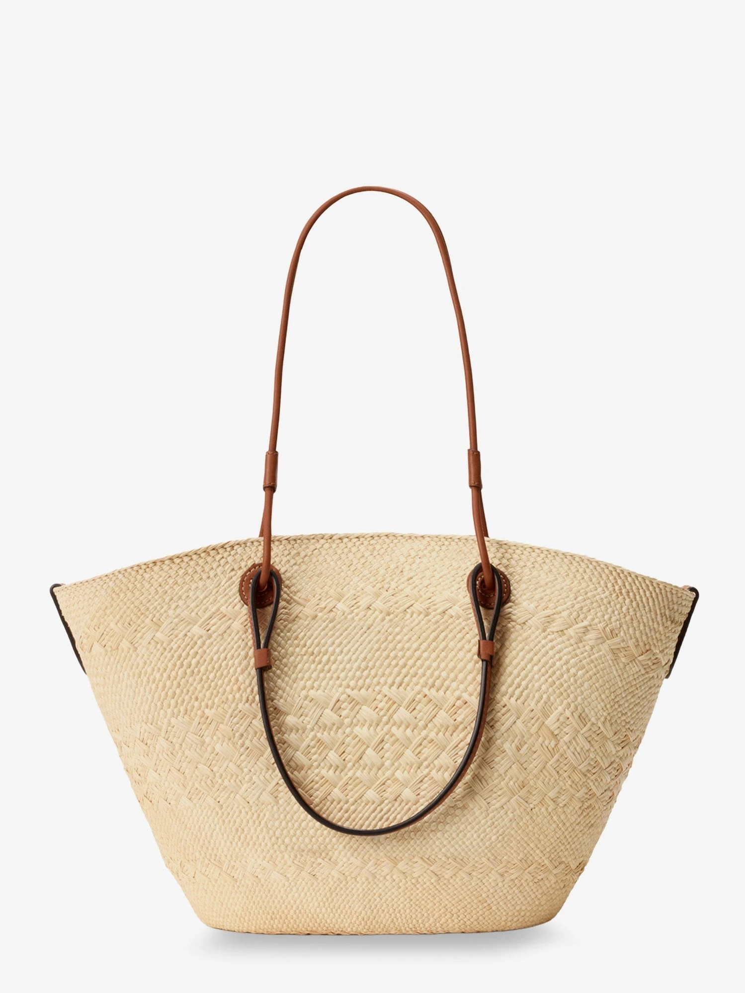 Paula's Ibiza leather and iraca palm shoulder bag.webp