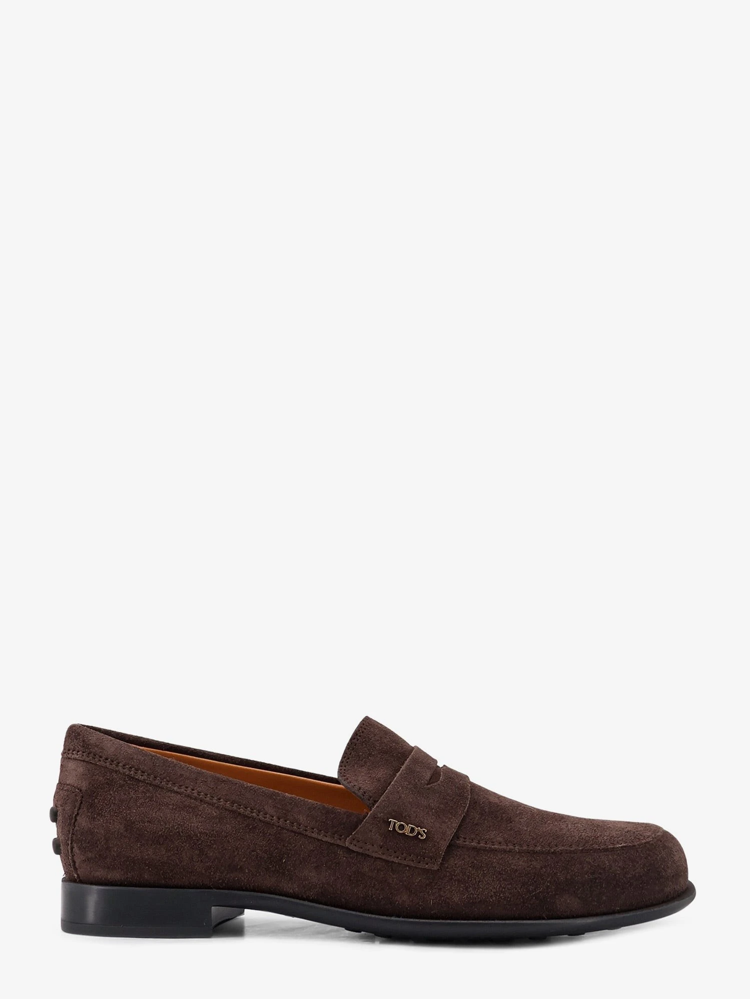 Suede loafers with side logo.webp