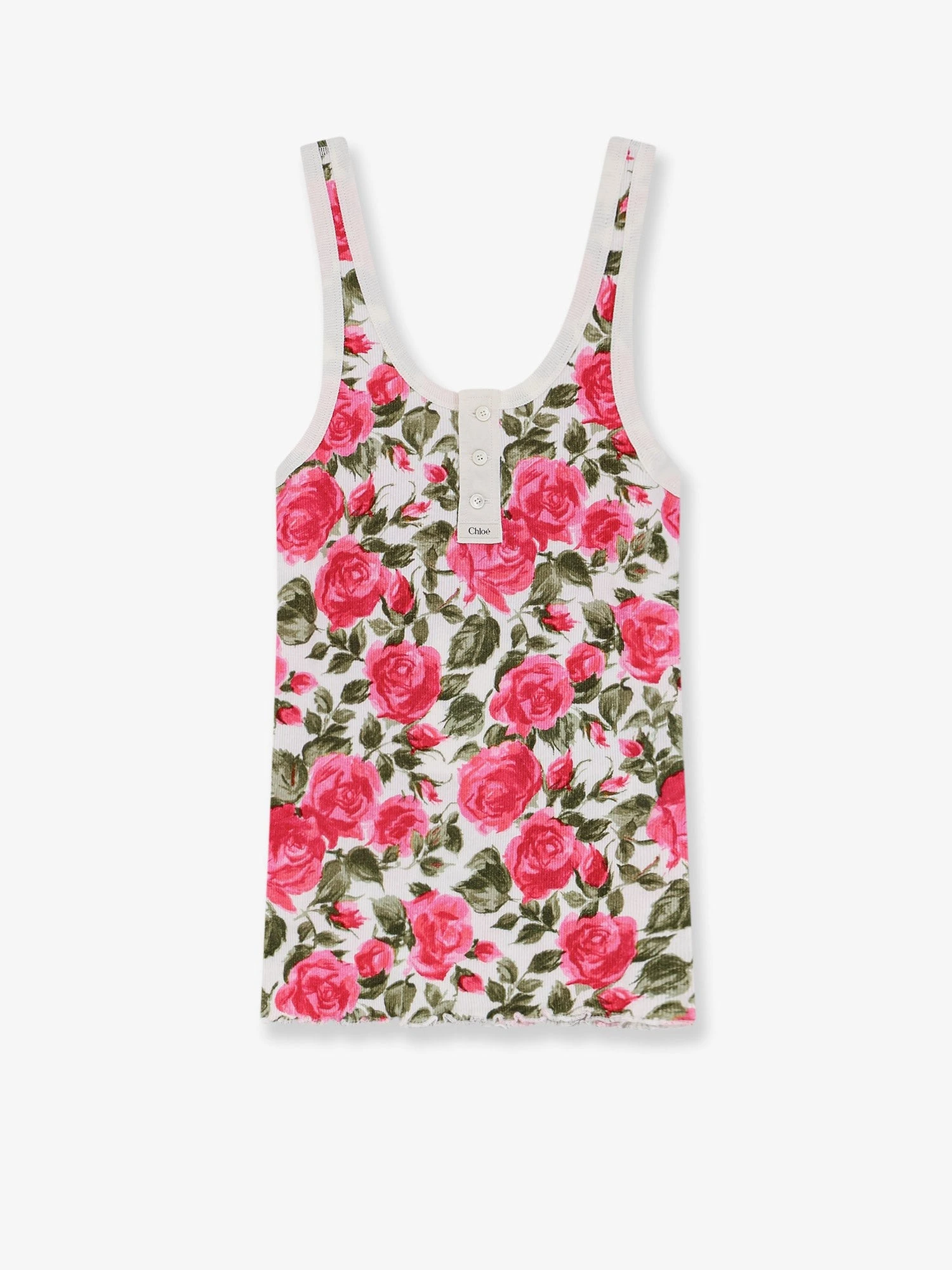 Cotton Henley tank top with all-over floral pattern.webp