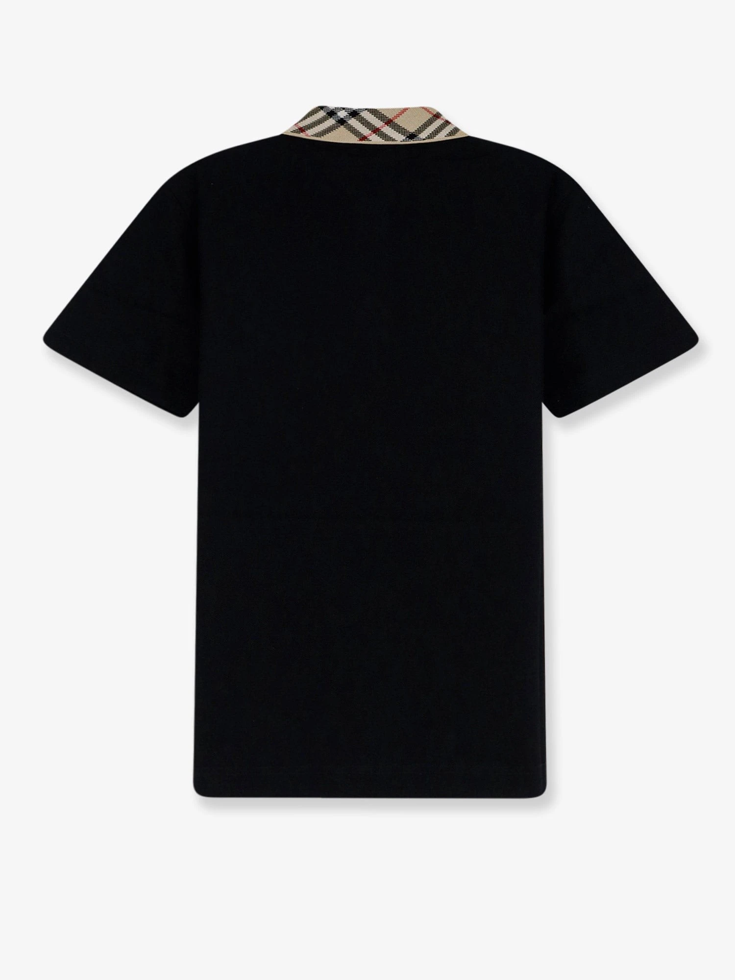Cotton polo shirt with check collar detail.webp