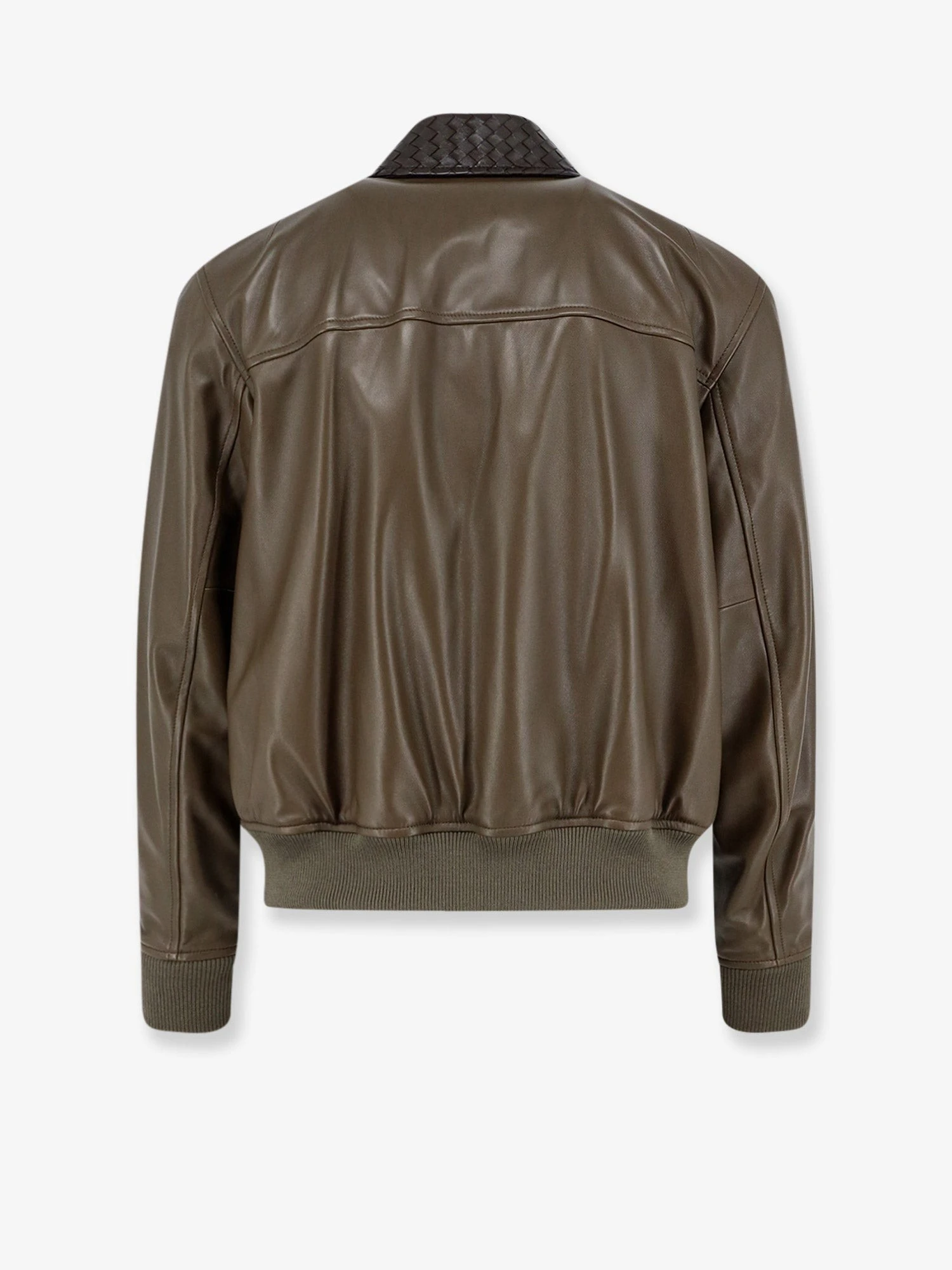 Leather Jacket with Ibntrecciato detail.webp