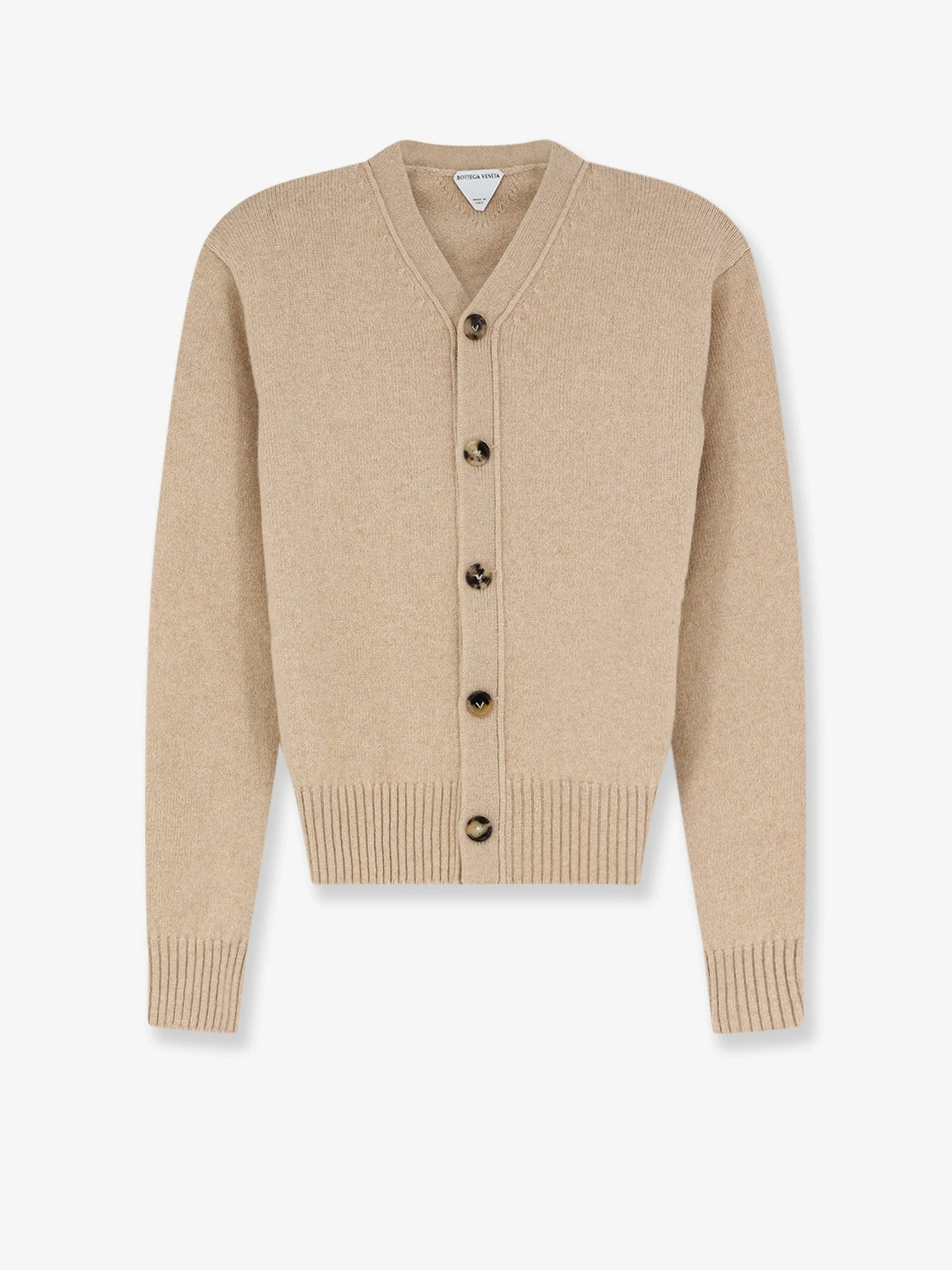 Cashmere blend cardigan with Intrecciato logo patch
